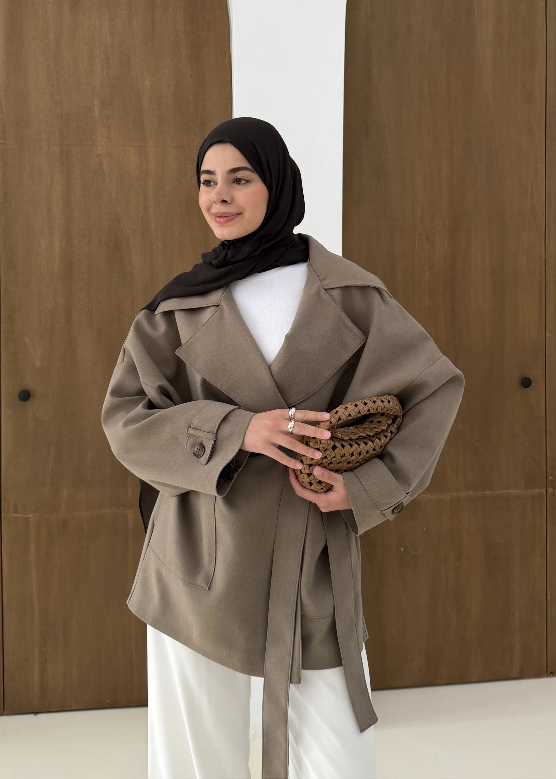 7658 BEL LASTİK TRENÇ VİZON