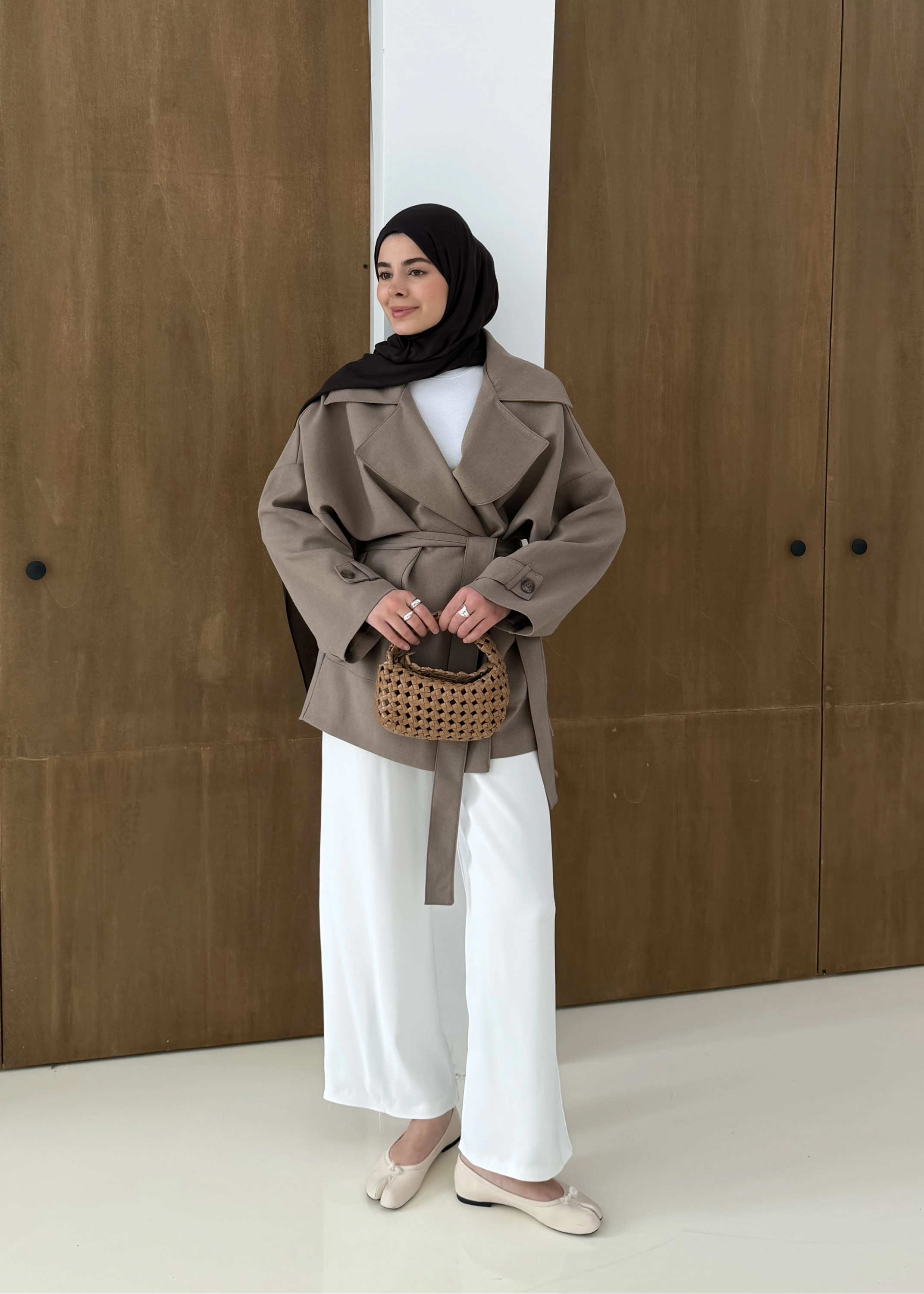 7658 BEL LASTİK TRENÇ VİZON