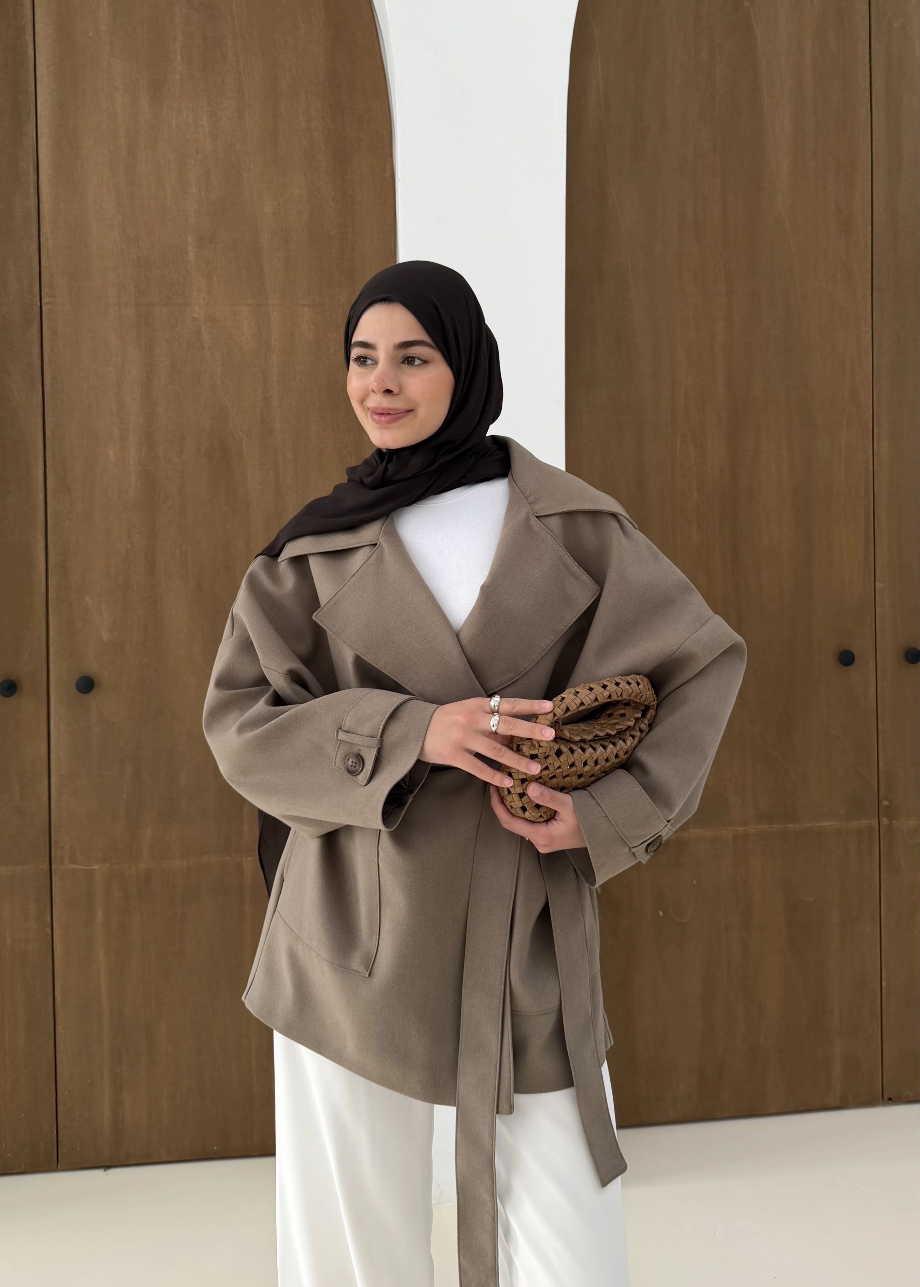 7658 BEL LASTİK TRENÇ VİZON