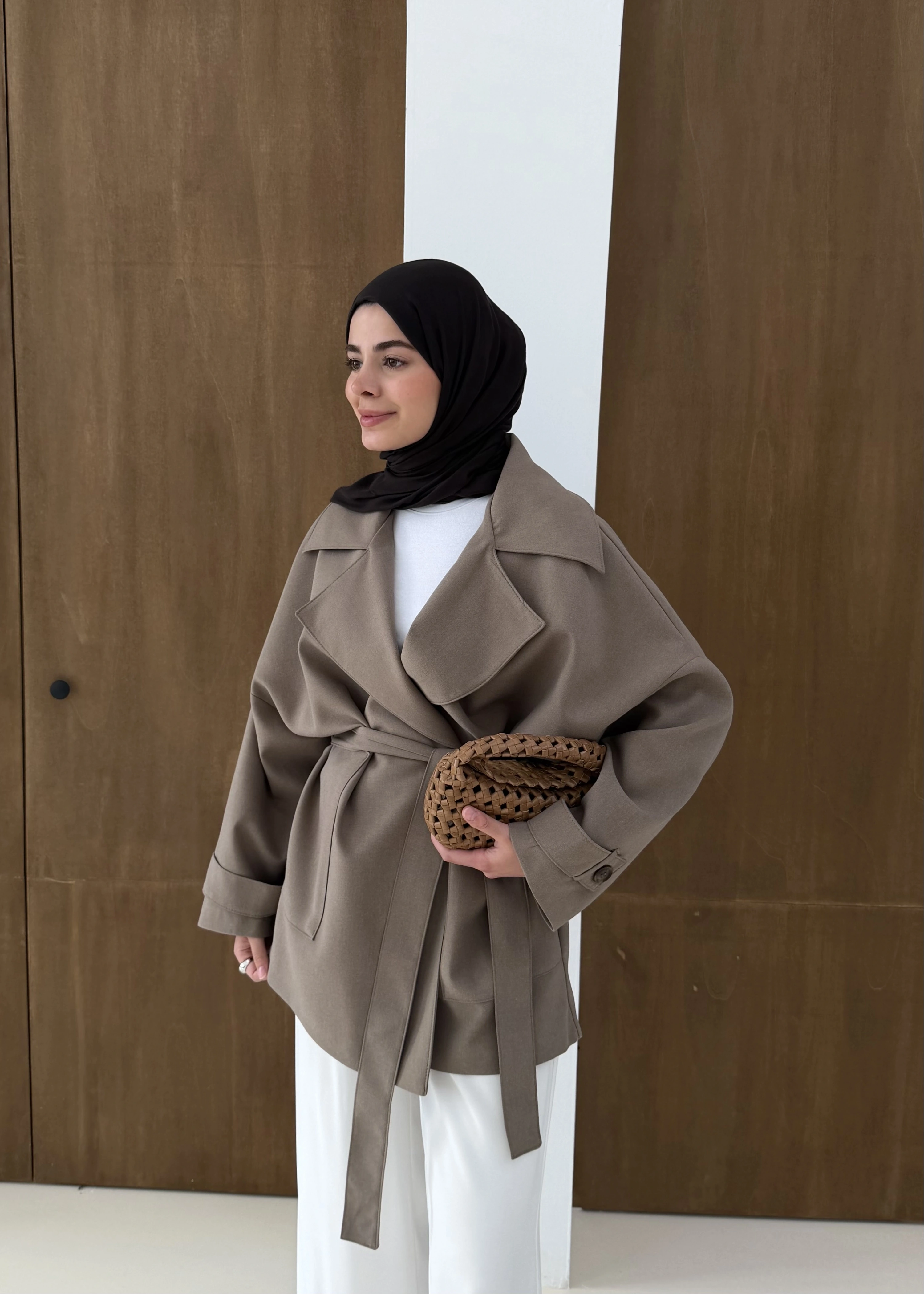 7658 BEL LASTİK TRENÇ VİZON