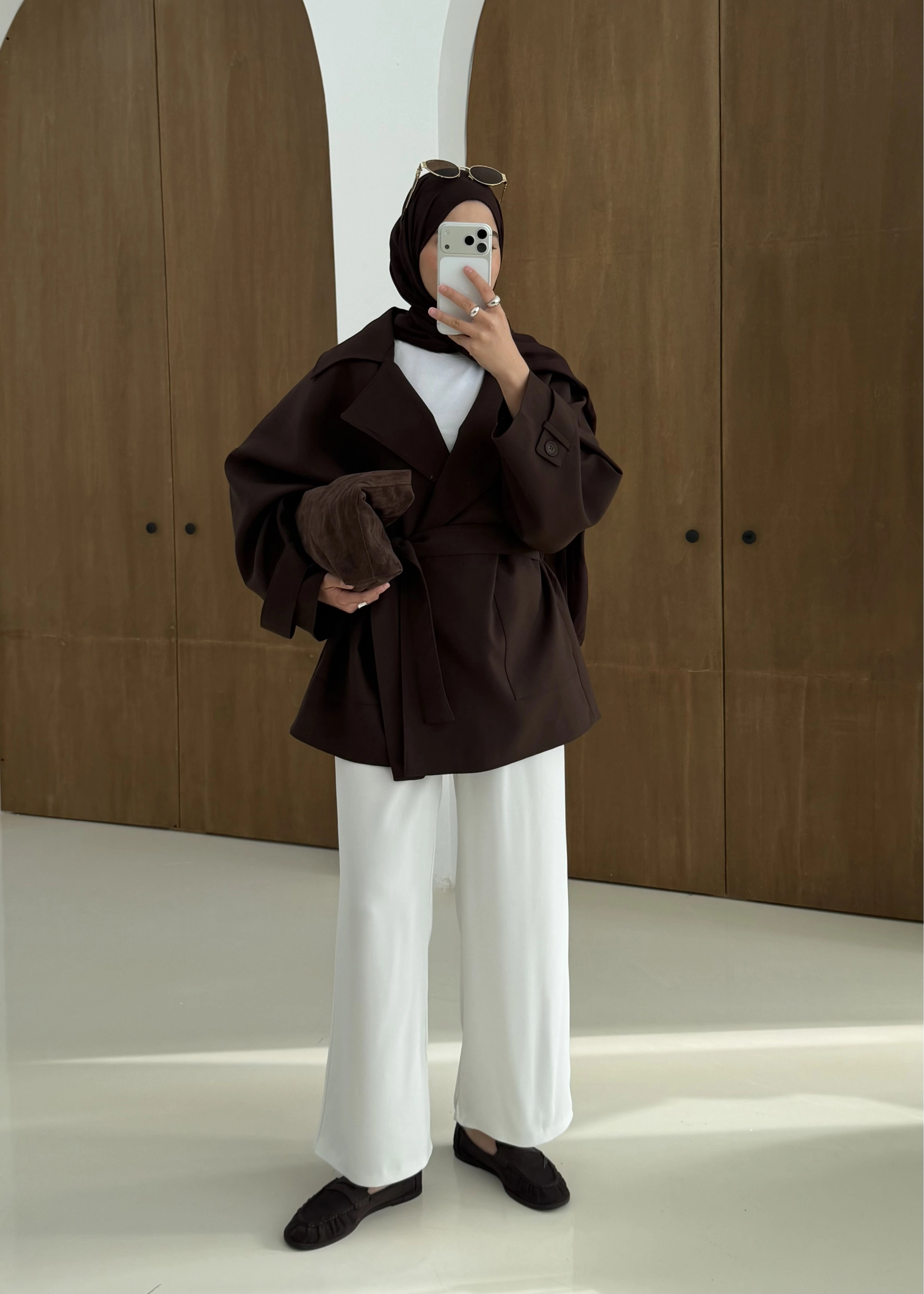 7658  BEL LASTİK TRENÇ KAHVE