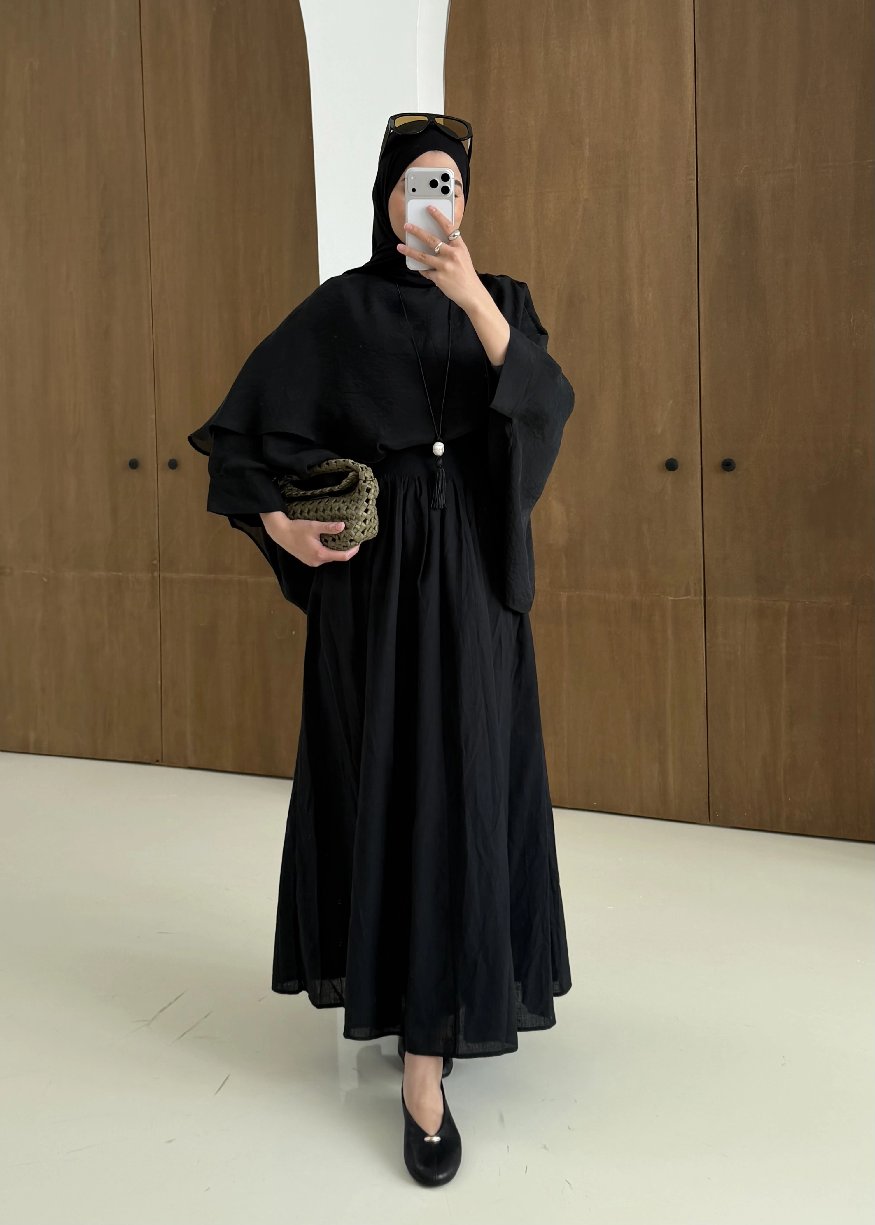 2926 KETEN BÜZGÜLÜ YÜKSEK BEL ETEK siyah