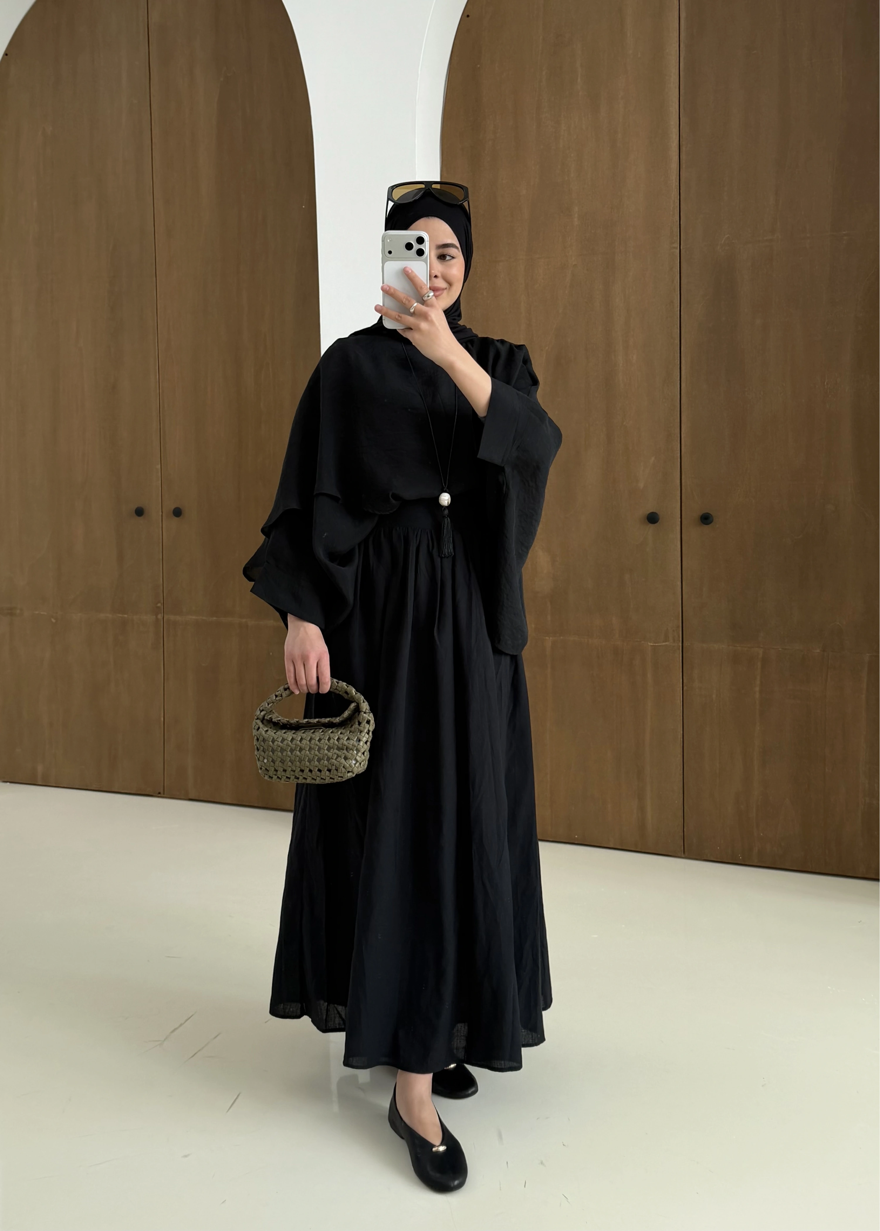 2926 KETEN BÜZGÜLÜ YÜKSEK BEL ETEK siyah