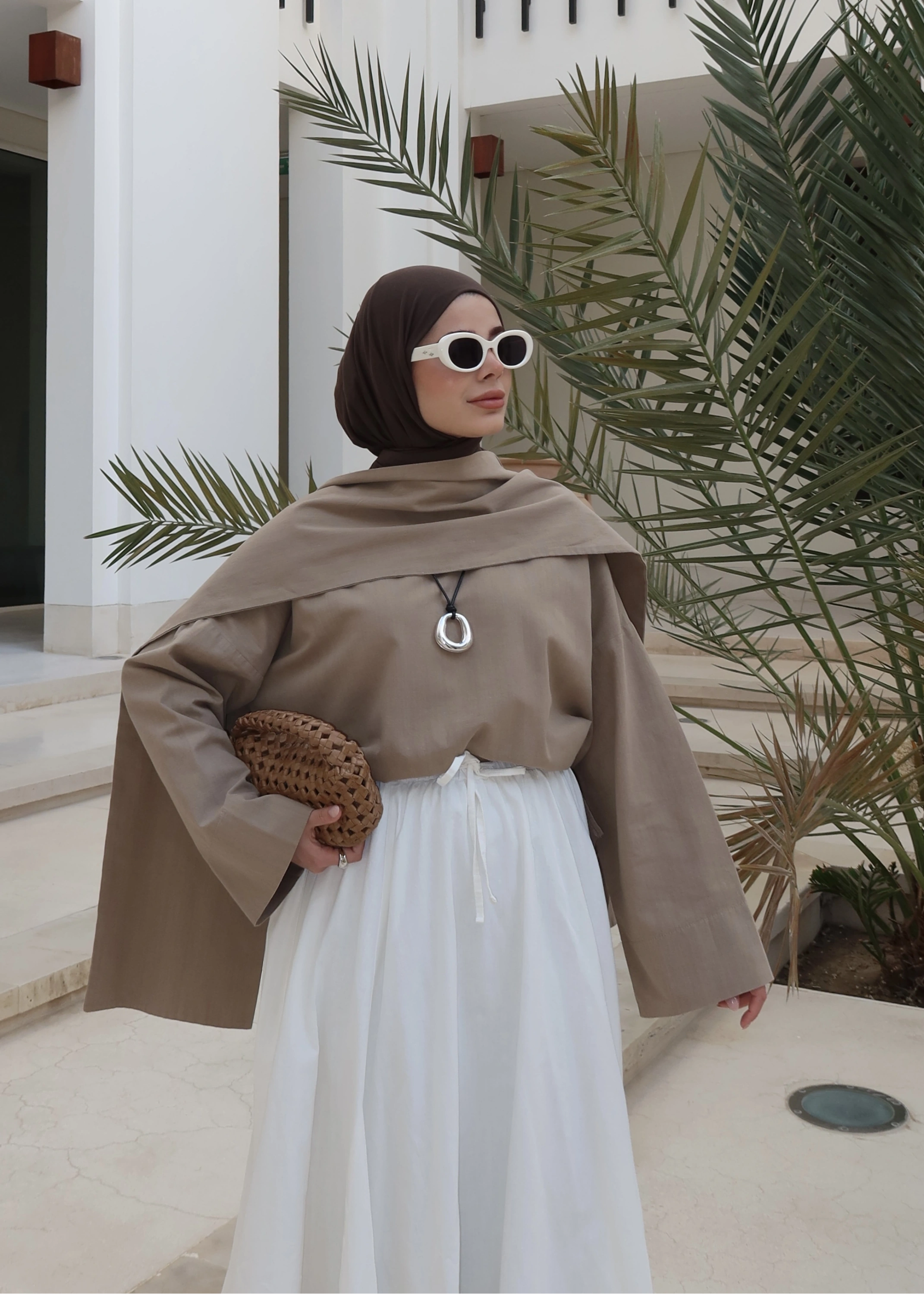 5471 SEYYAR ŞALLI KETEN ÜST( vizon )