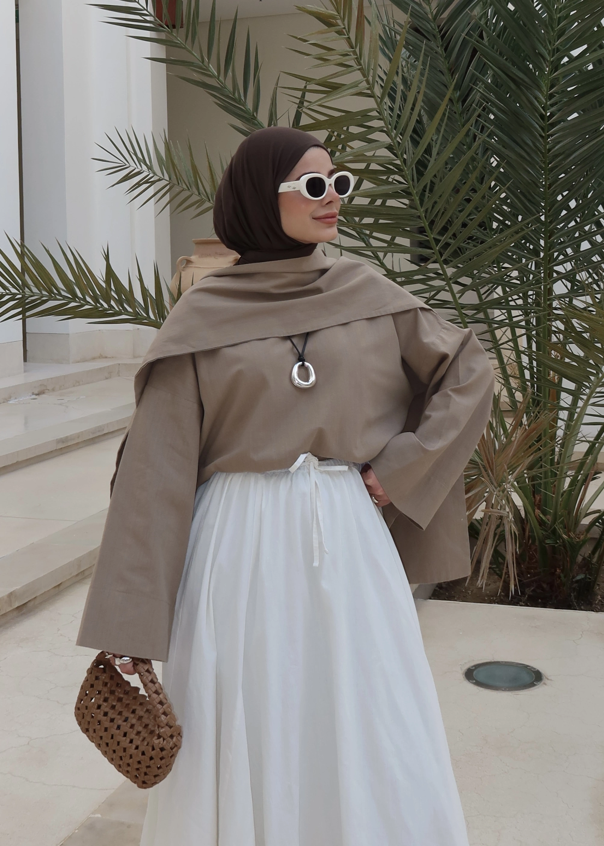 5471 SEYYAR ŞALLI KETEN ÜST( vizon )