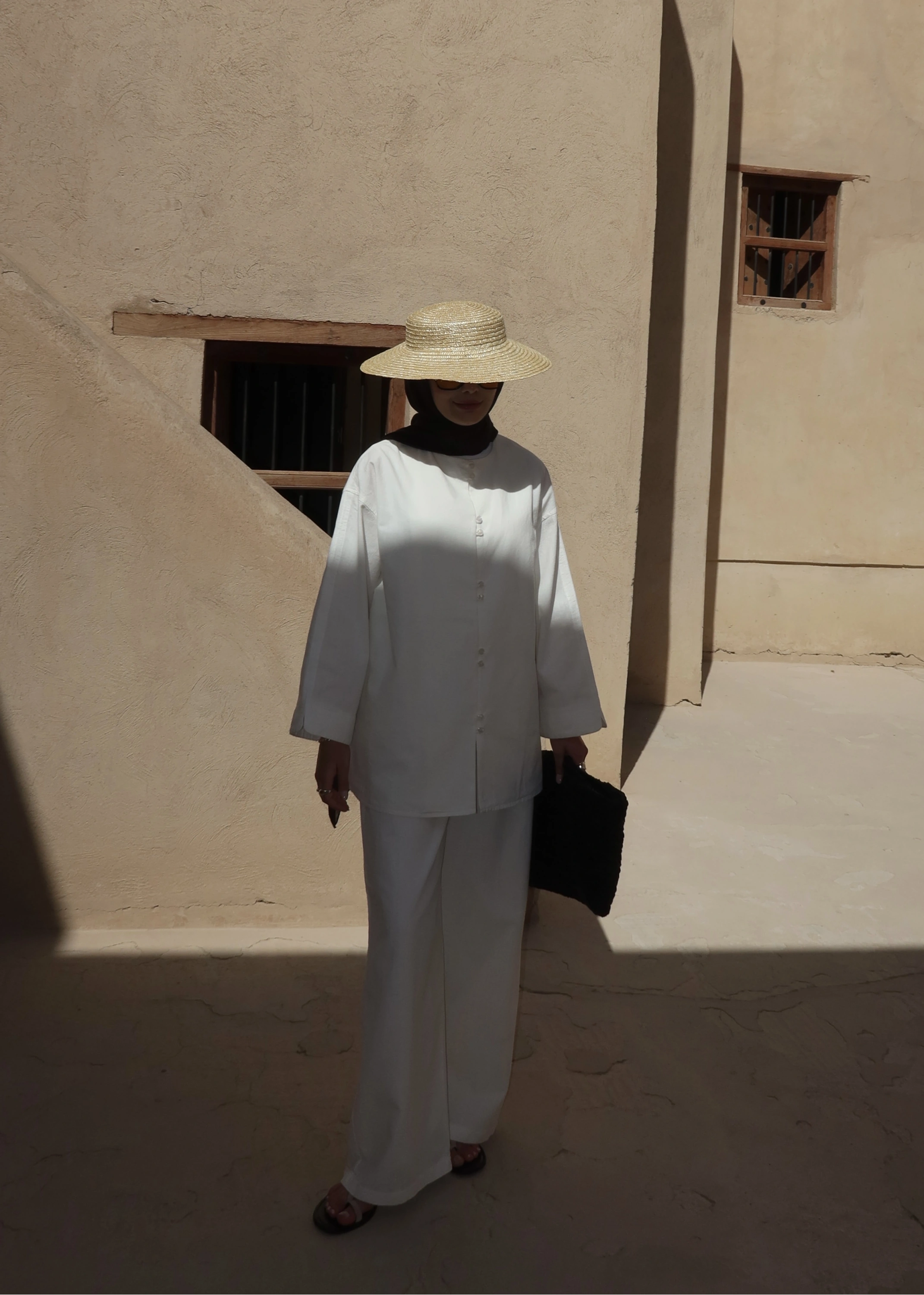 8977 MİNİK DÜĞME KETEN TAKIM BEYAZ