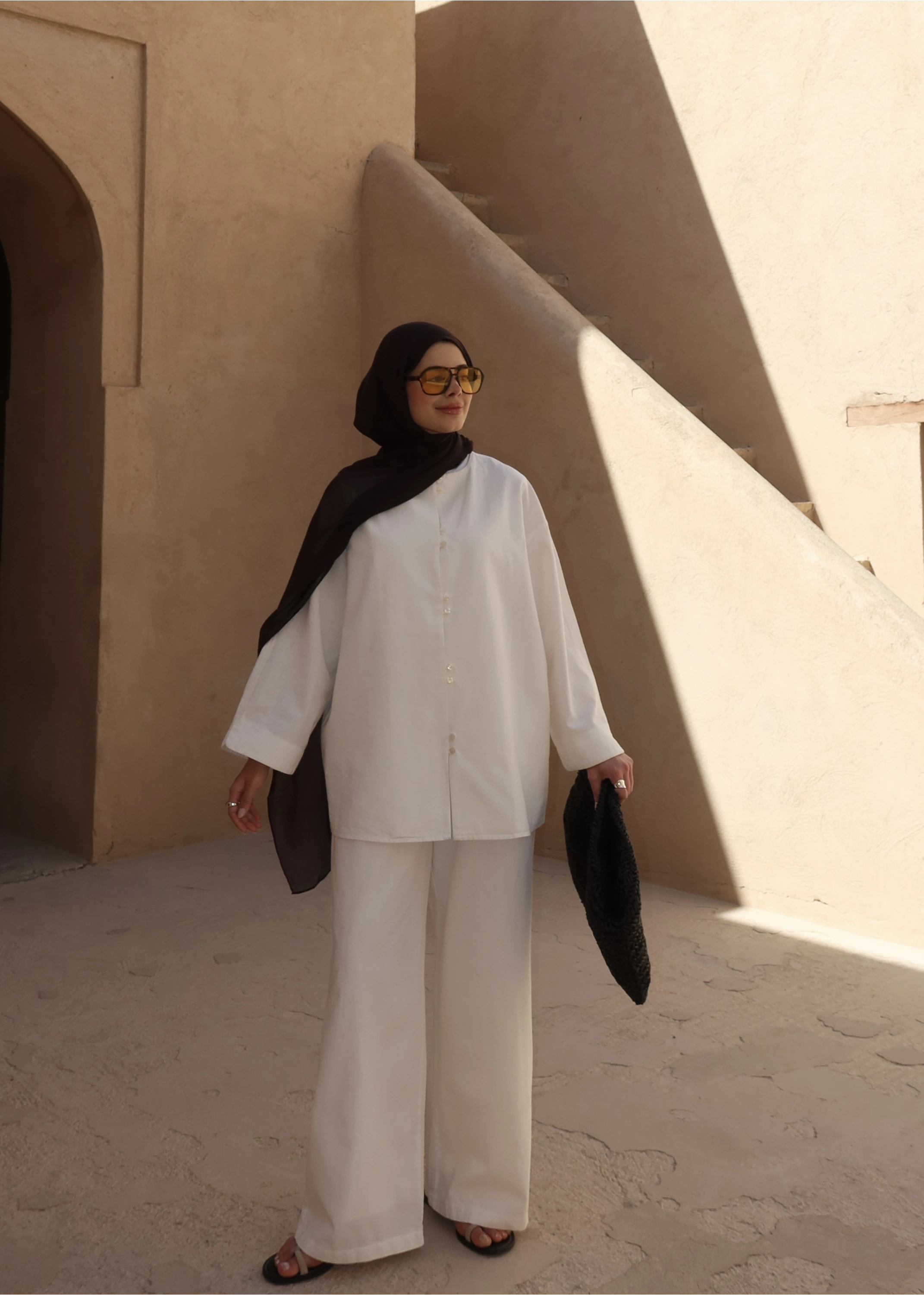 8977 MİNİK DÜĞME KETEN TAKIM BEYAZ