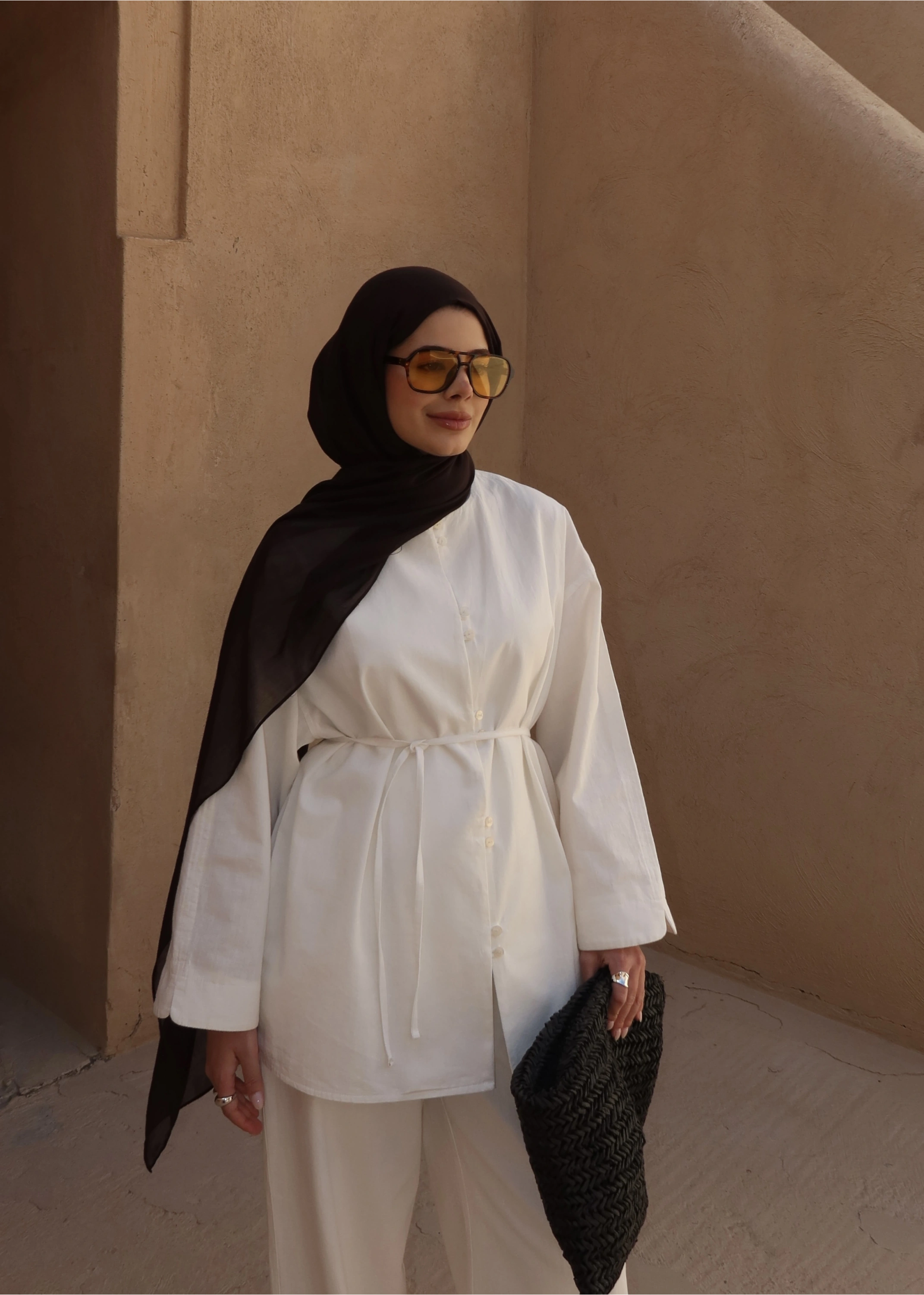 8977 MİNİK DÜĞME KETEN TAKIM BEYAZ