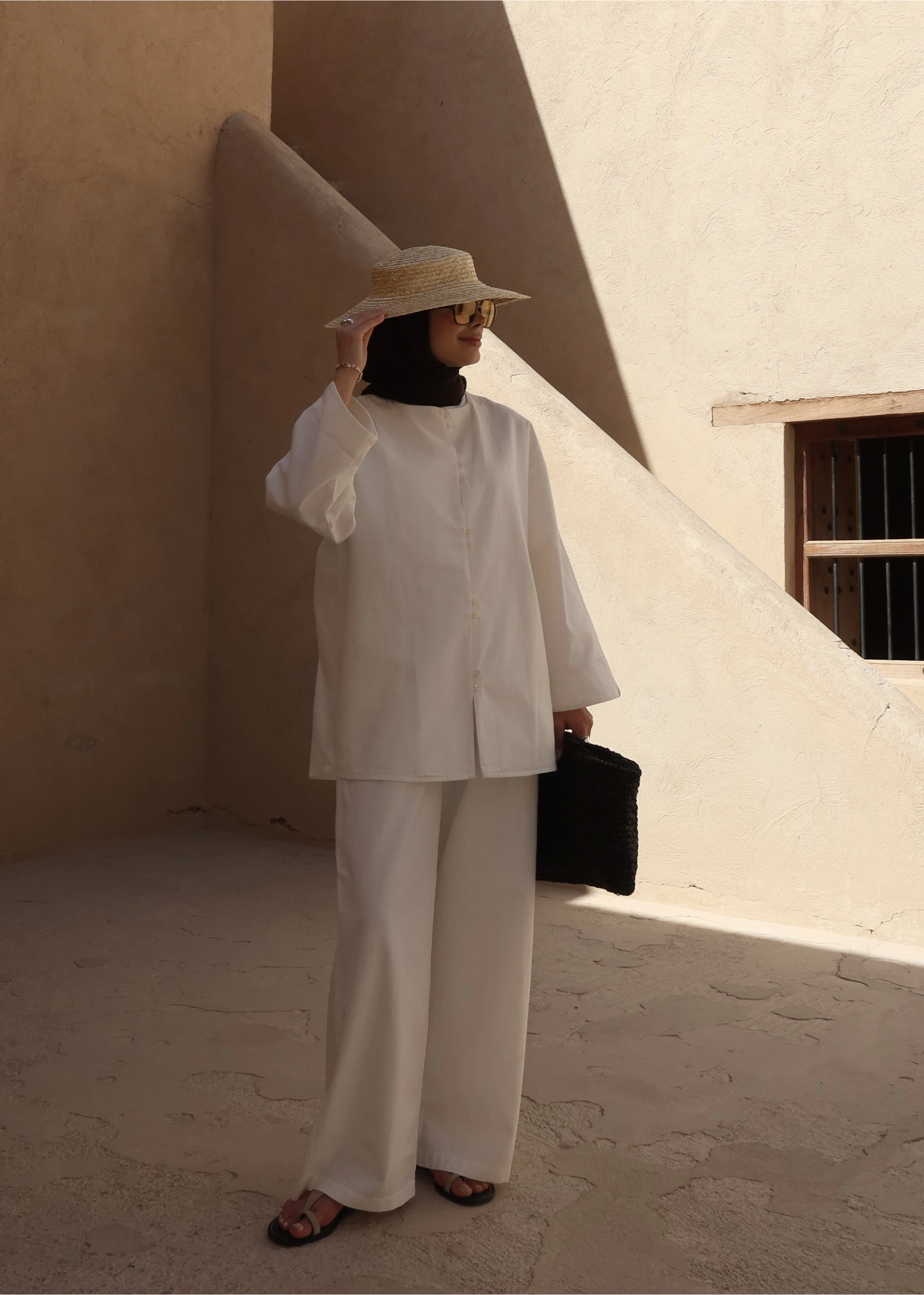 8977 MİNİK DÜĞME KETEN TAKIM BEYAZ