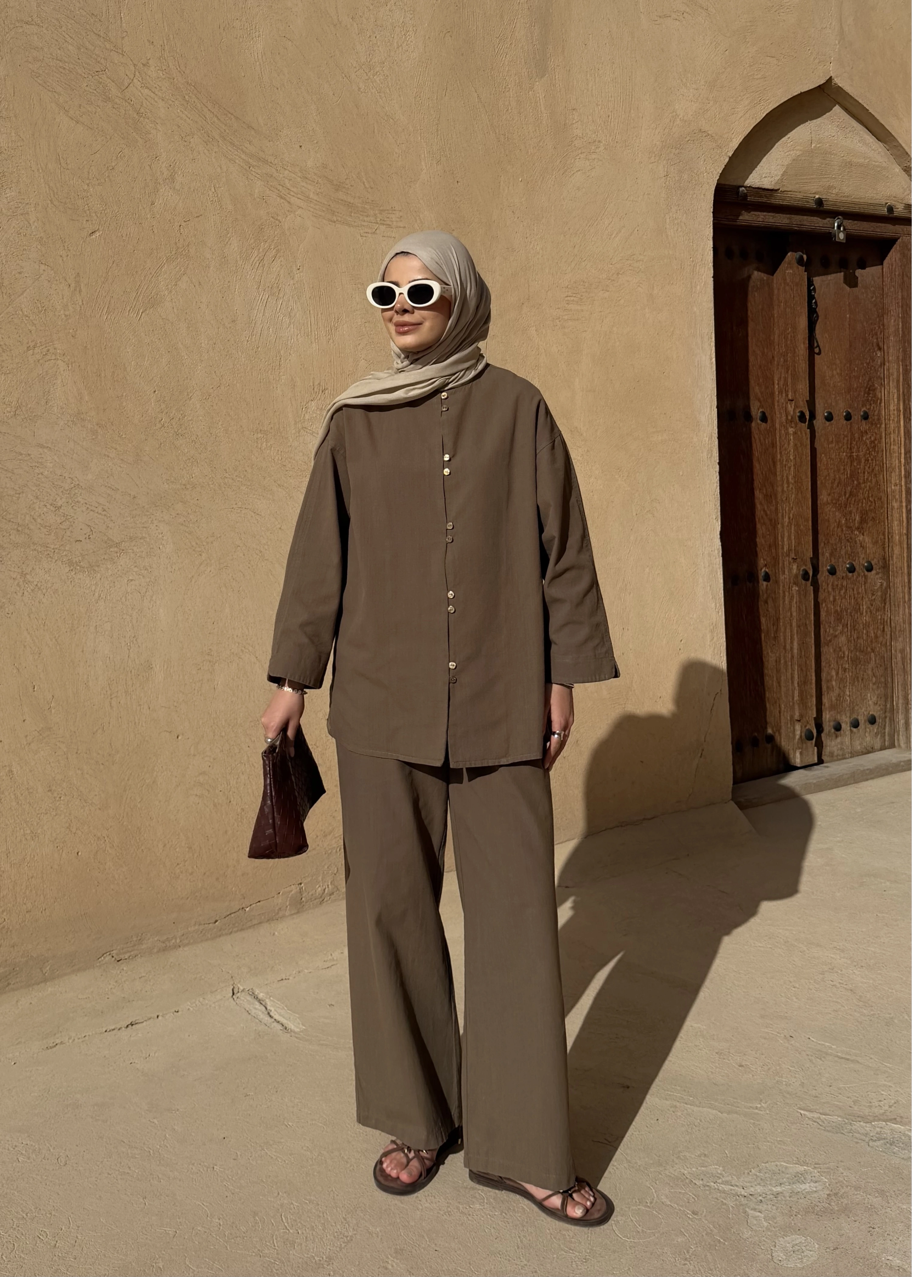 8977 MİNİK DÜĞME KETEN TAKIM haki