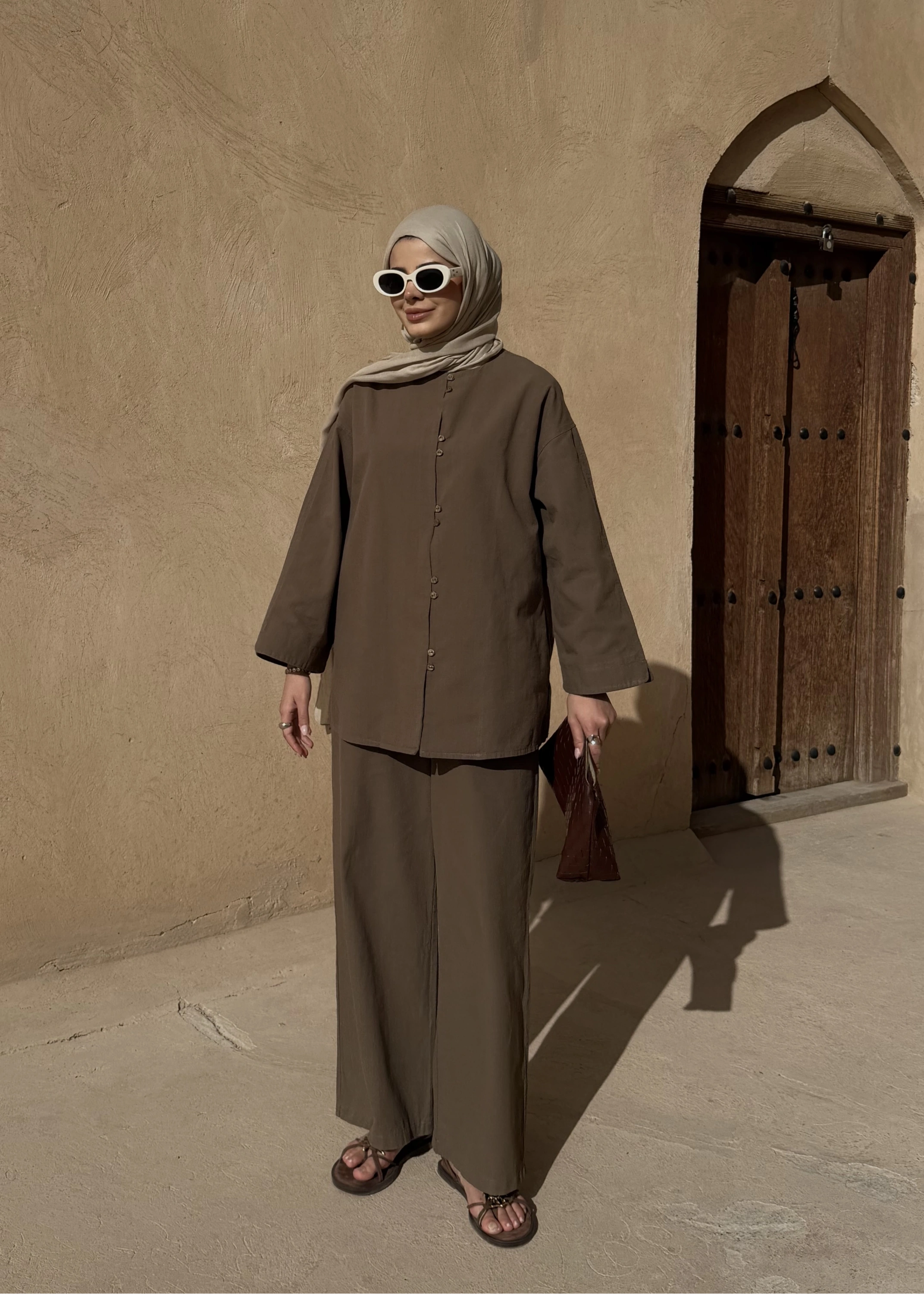 8977 MİNİK DÜĞME KETEN TAKIM haki