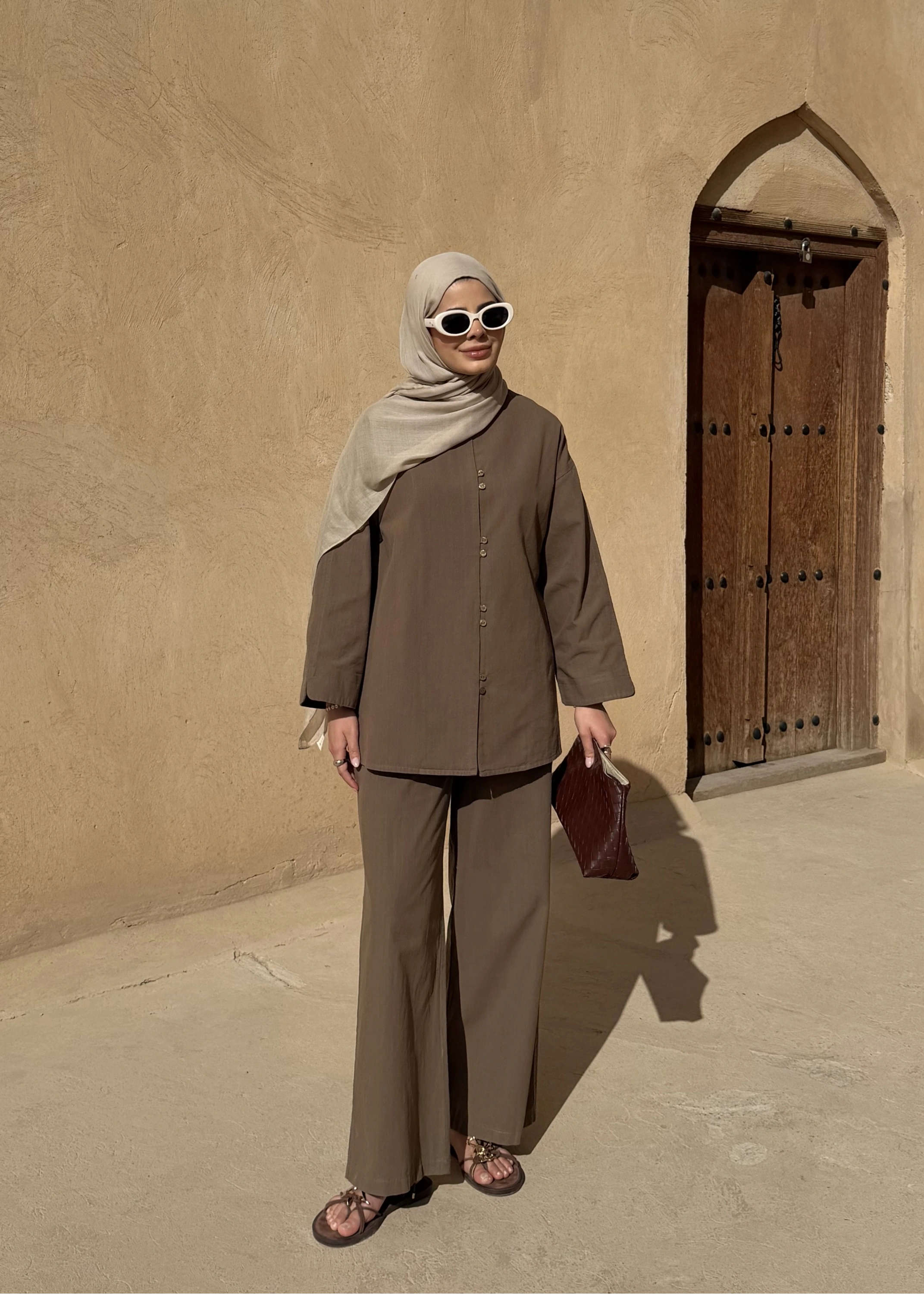 8977 MİNİK DÜĞME KETEN TAKIM haki