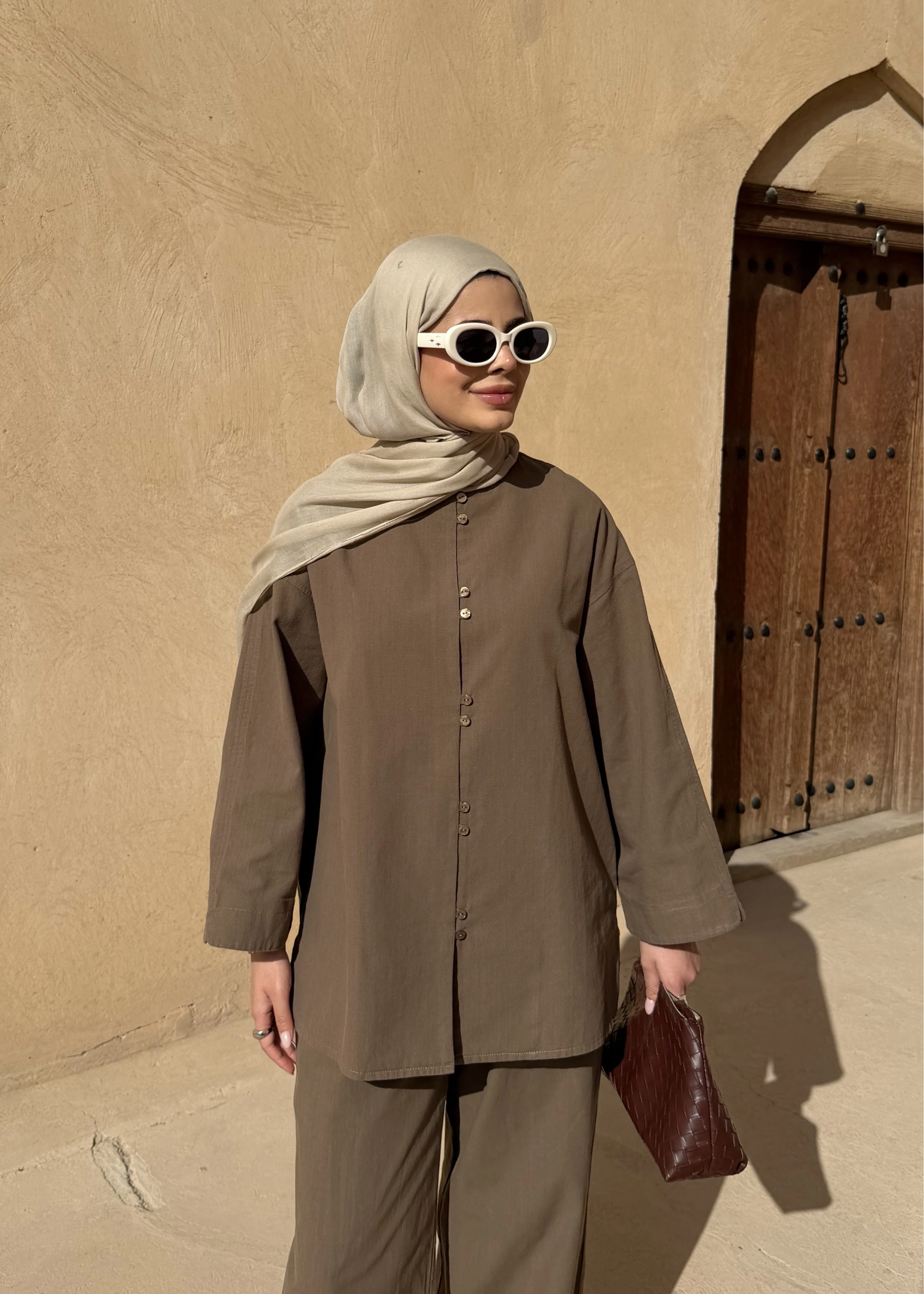 8977 MİNİK DÜĞME KETEN TAKIM haki