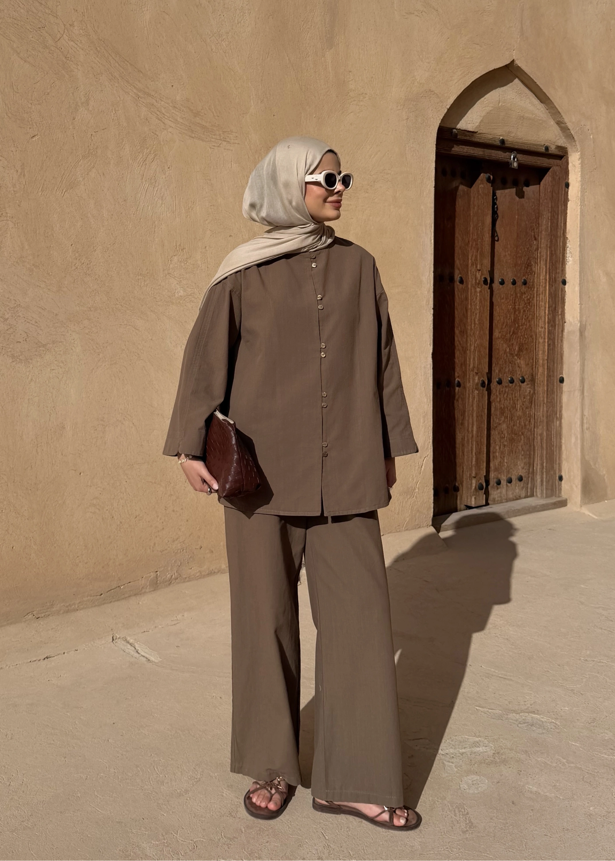 8977 MİNİK DÜĞME KETEN TAKIM haki