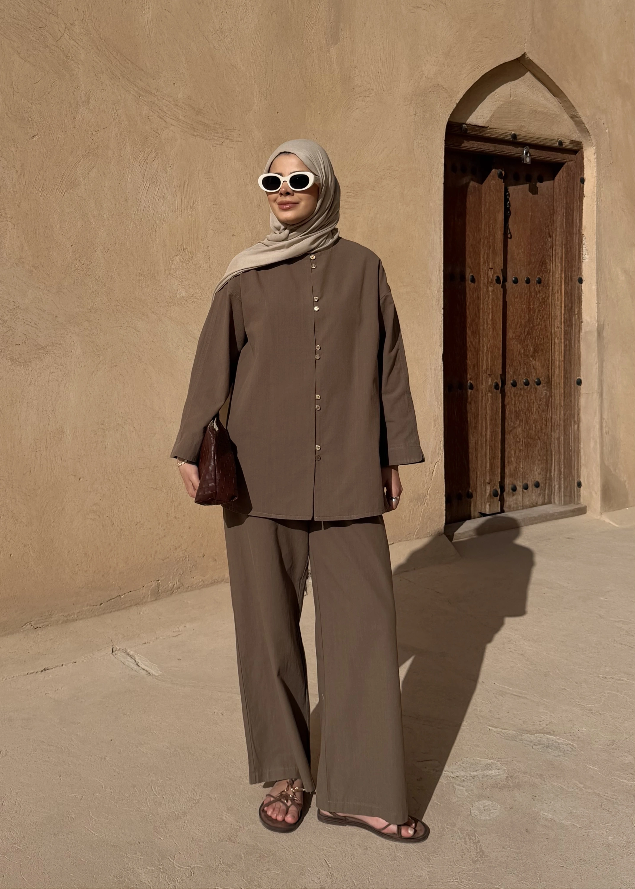 8977 MİNİK DÜĞME KETEN TAKIM haki