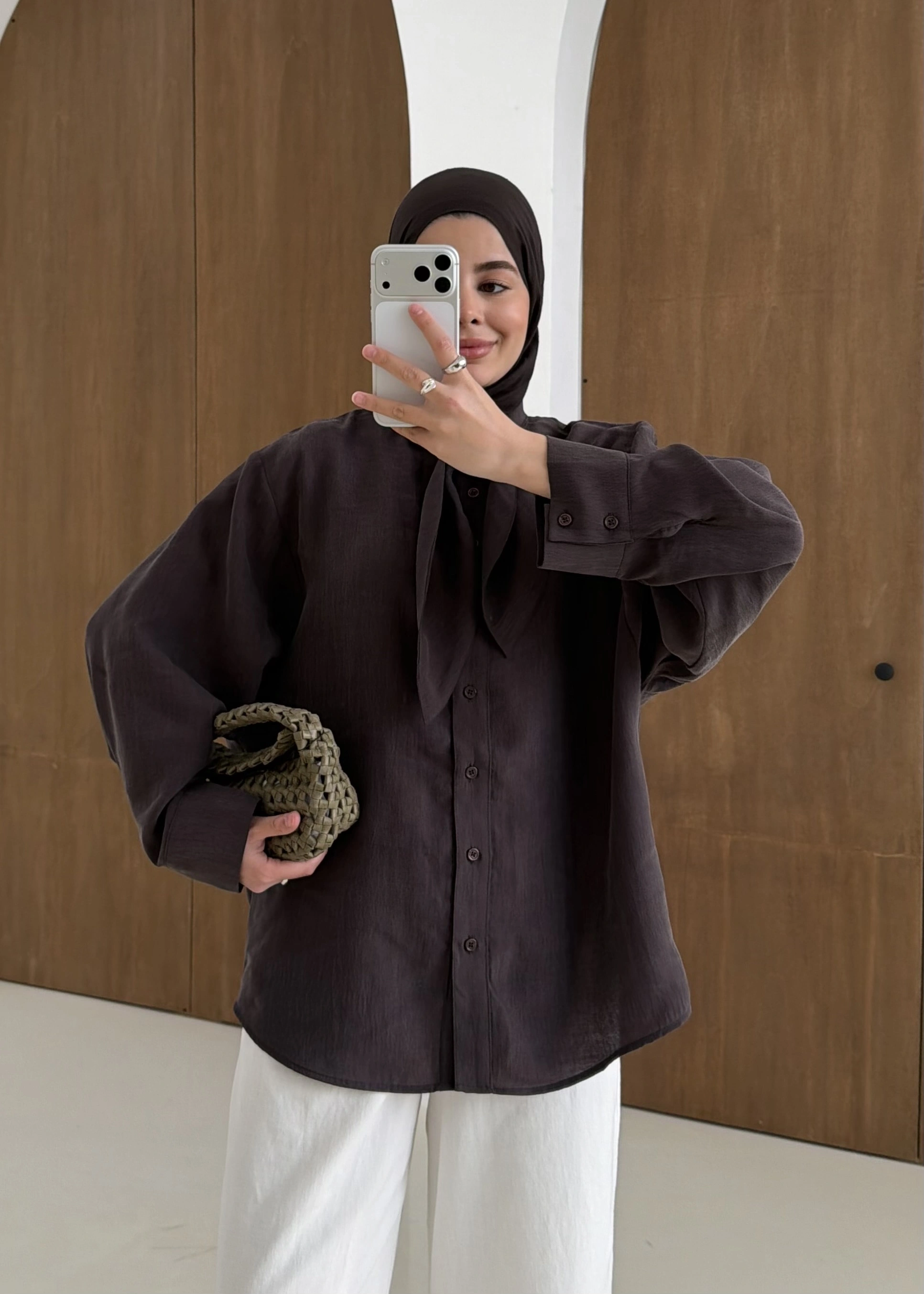 5451 FULAR YK GÖMLEK KAHVE