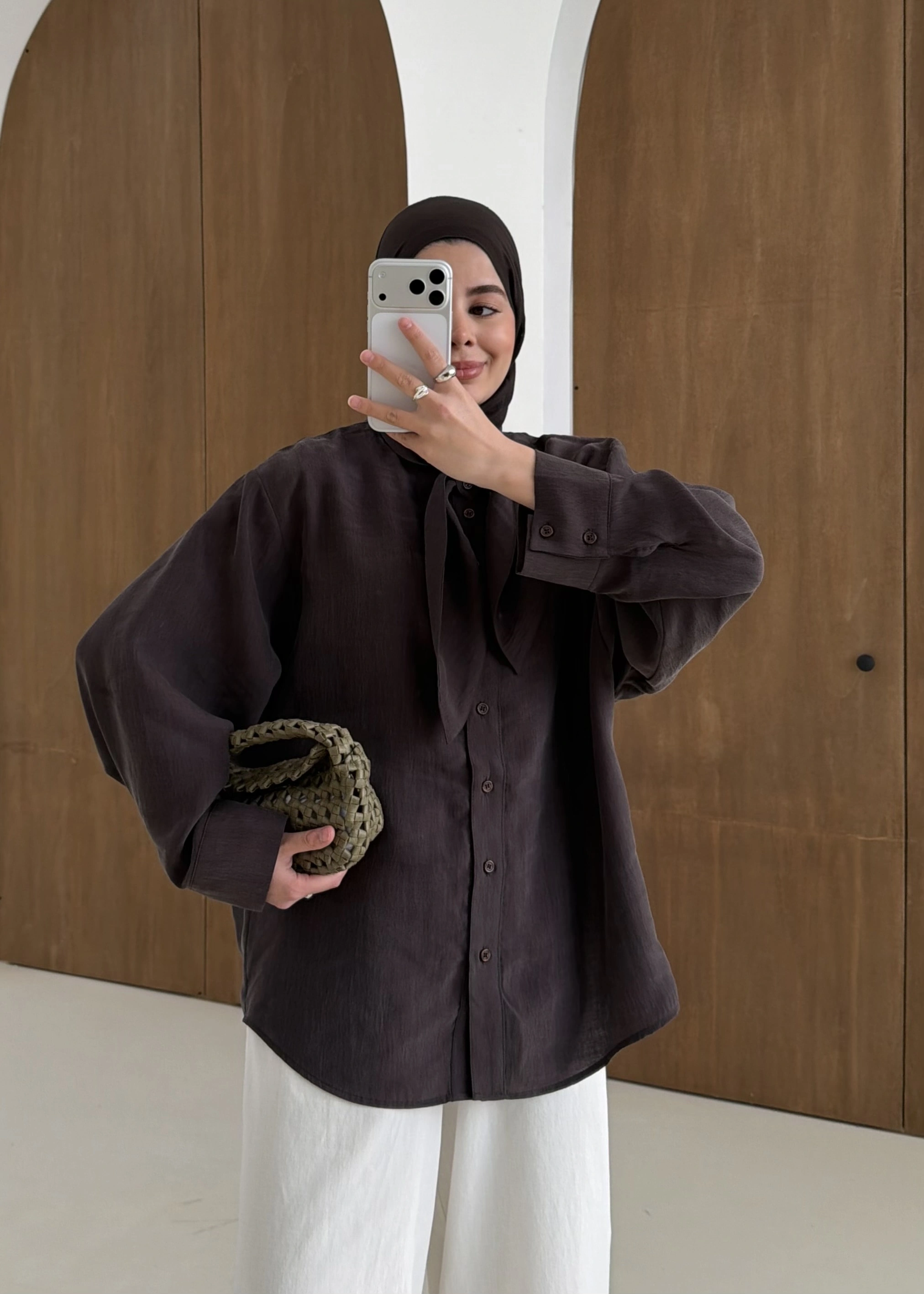 5451 FULAR YK GÖMLEK KAHVE