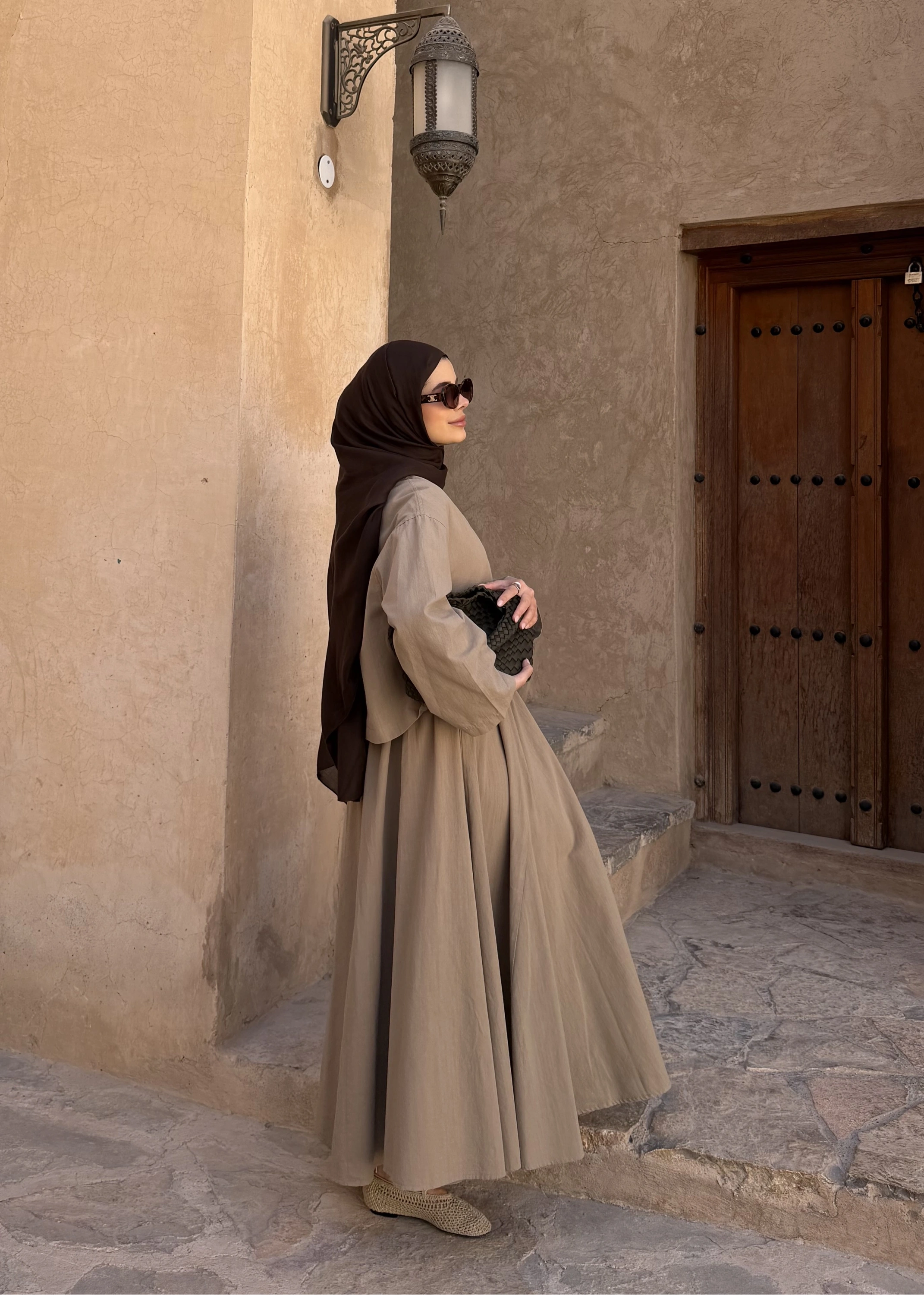 8998 DÜĞME TAŞLI KETEN TAKIM bej