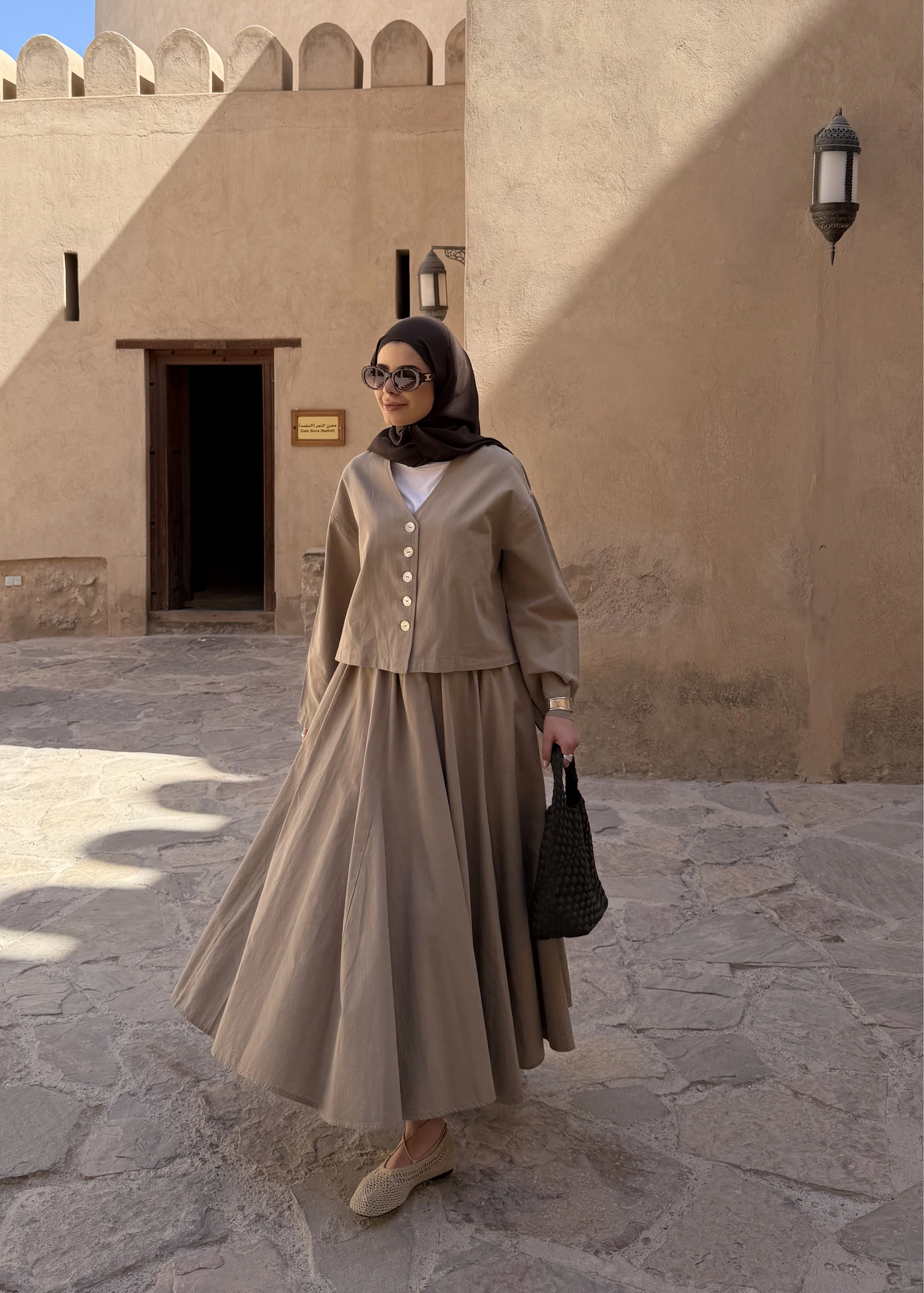 8998 DÜĞME TAŞLI KETEN TAKIM bej