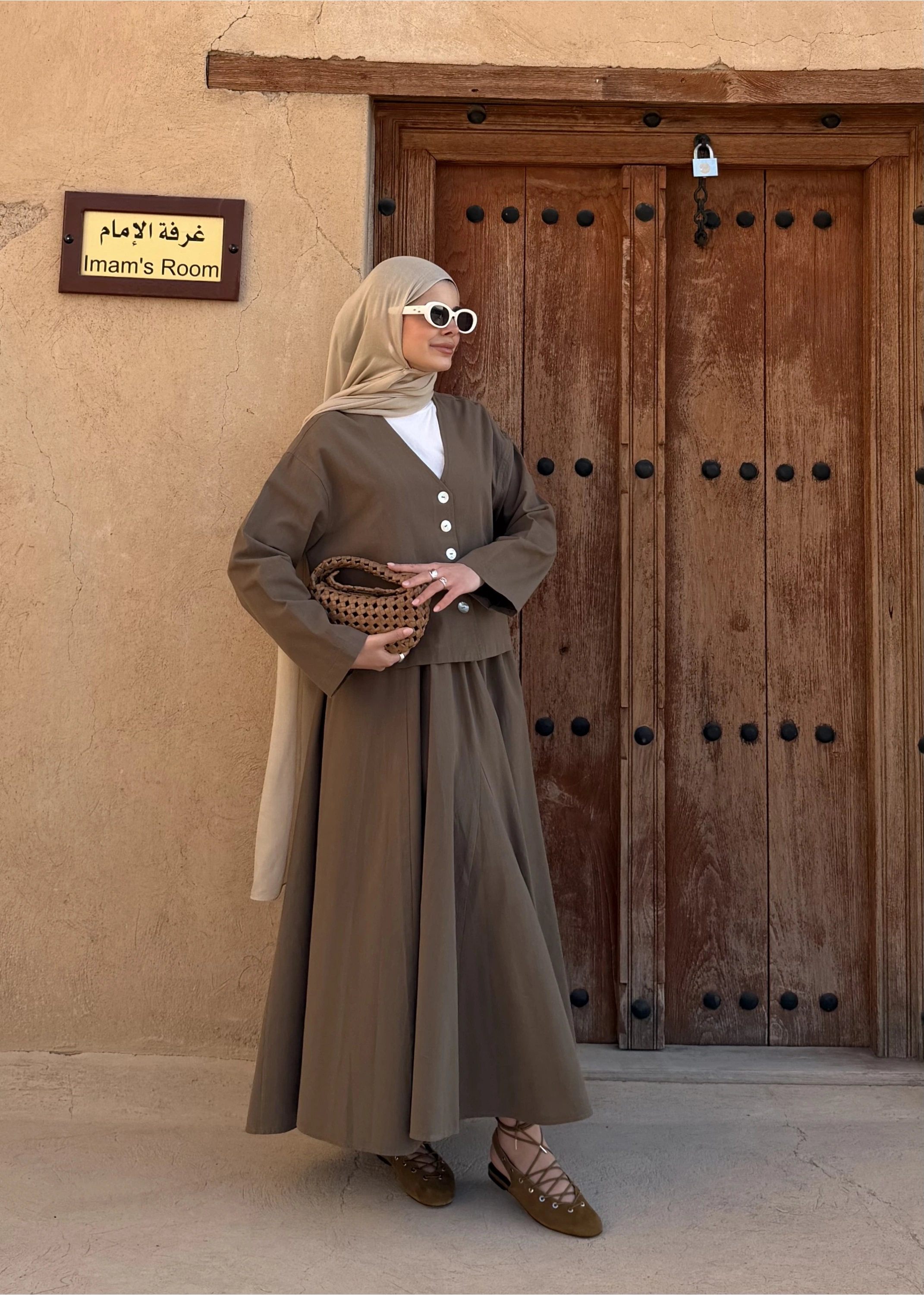 8998 DÜĞME TAŞLI KETEN TAKIM haki