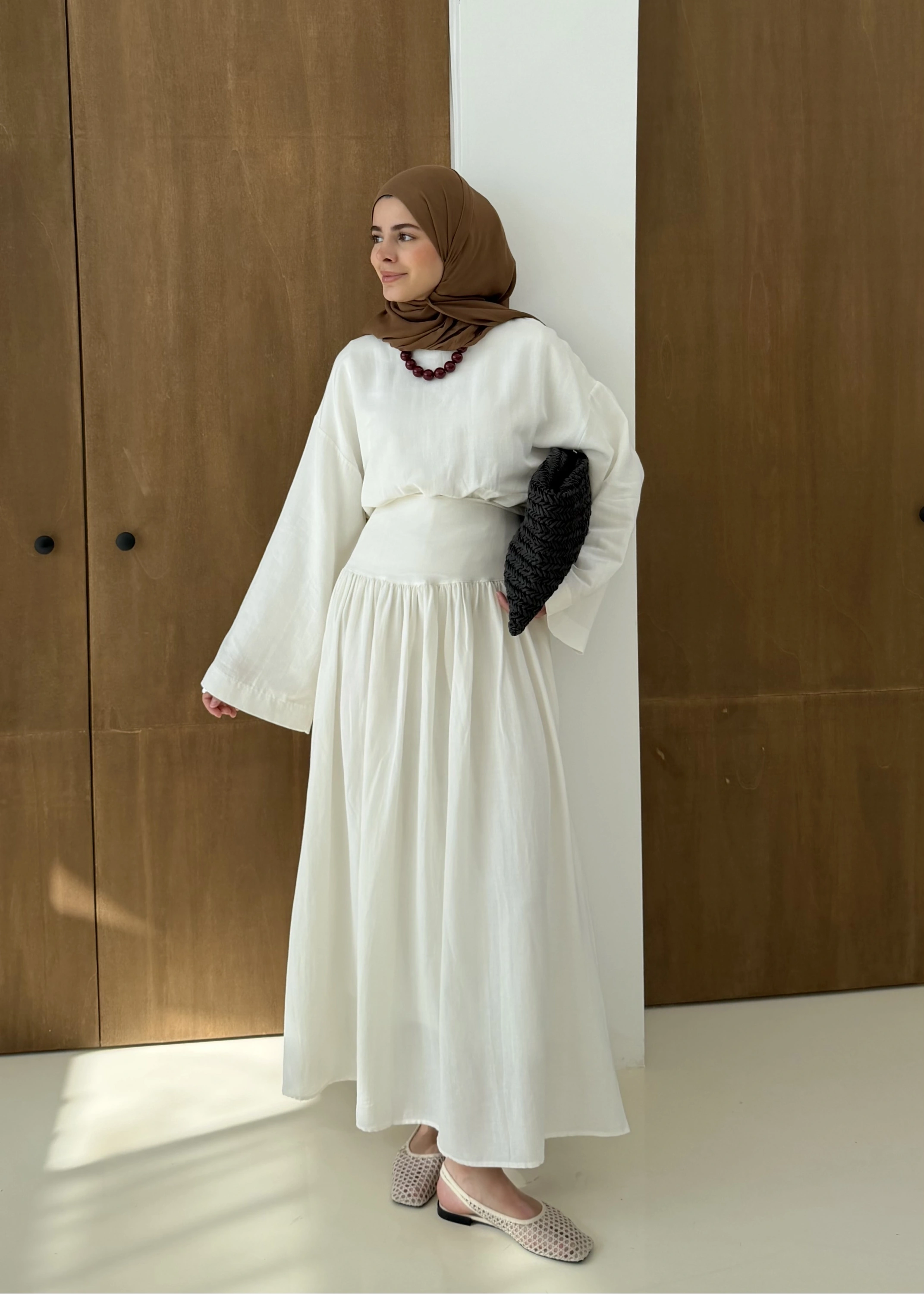 6017 YÜKSEK BEL ETEKLİ TAKIM BEYAZ