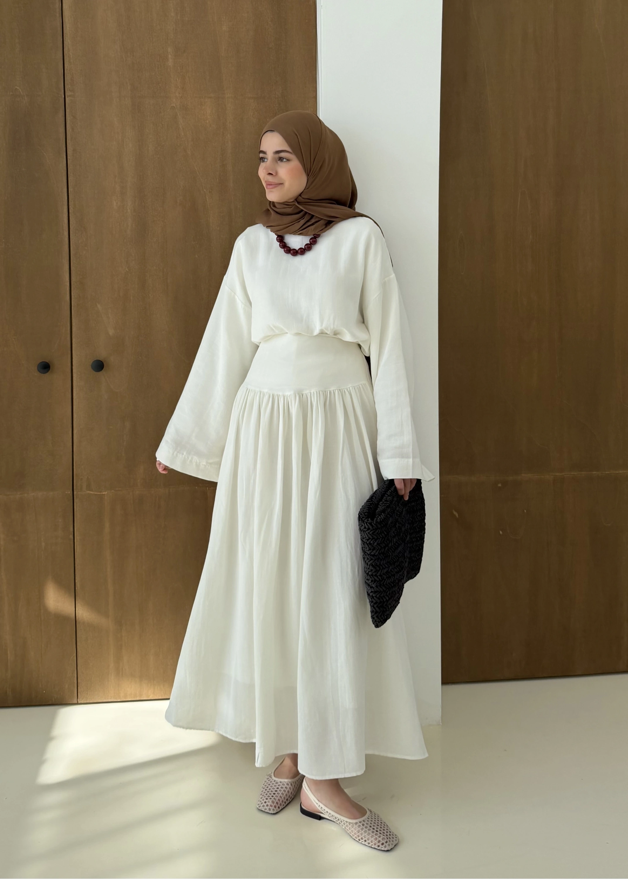 6017 YÜKSEK BEL ETEKLİ TAKIM BEYAZ