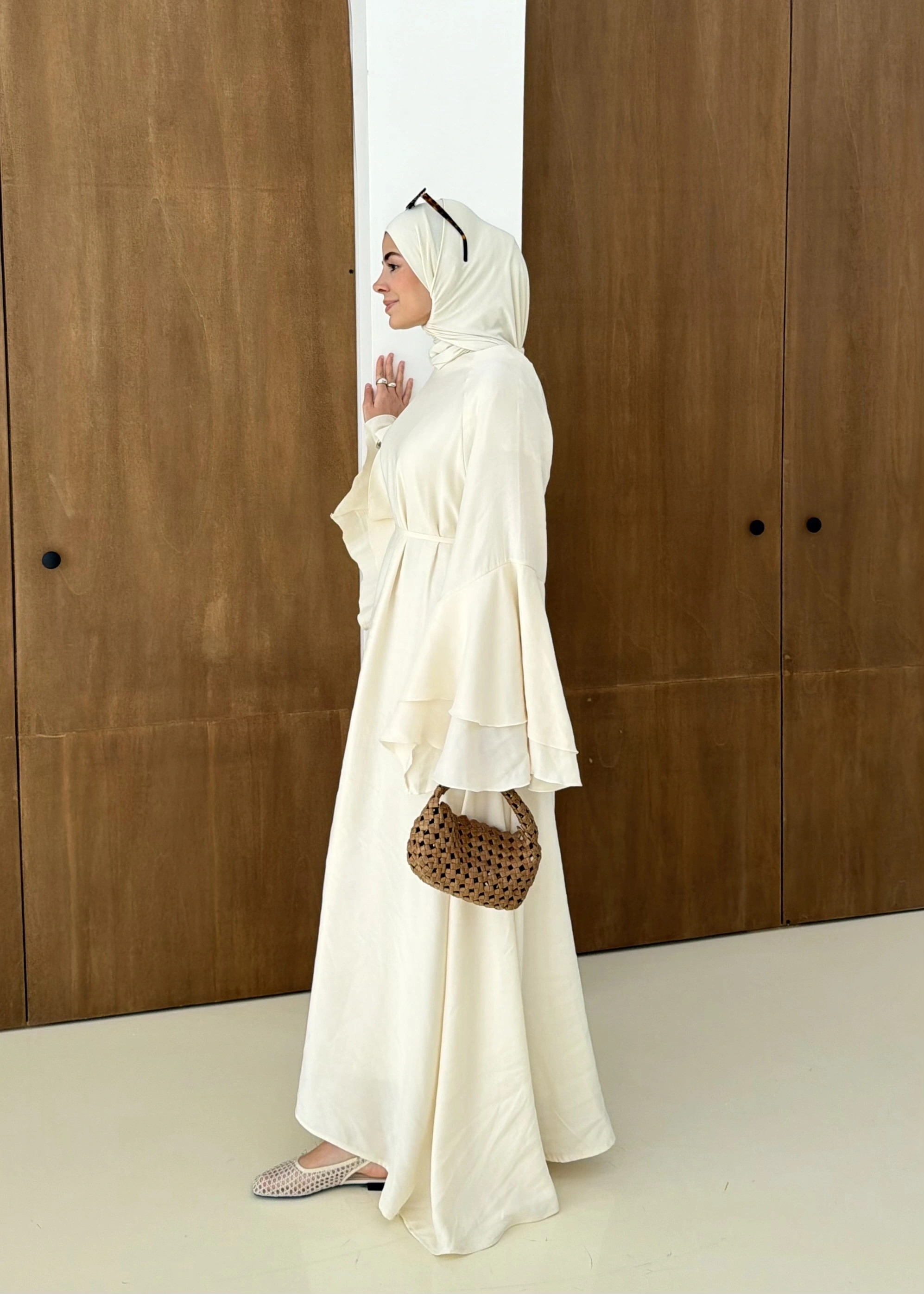 5024 GENİŞ KOL ELBİSE Vanilya