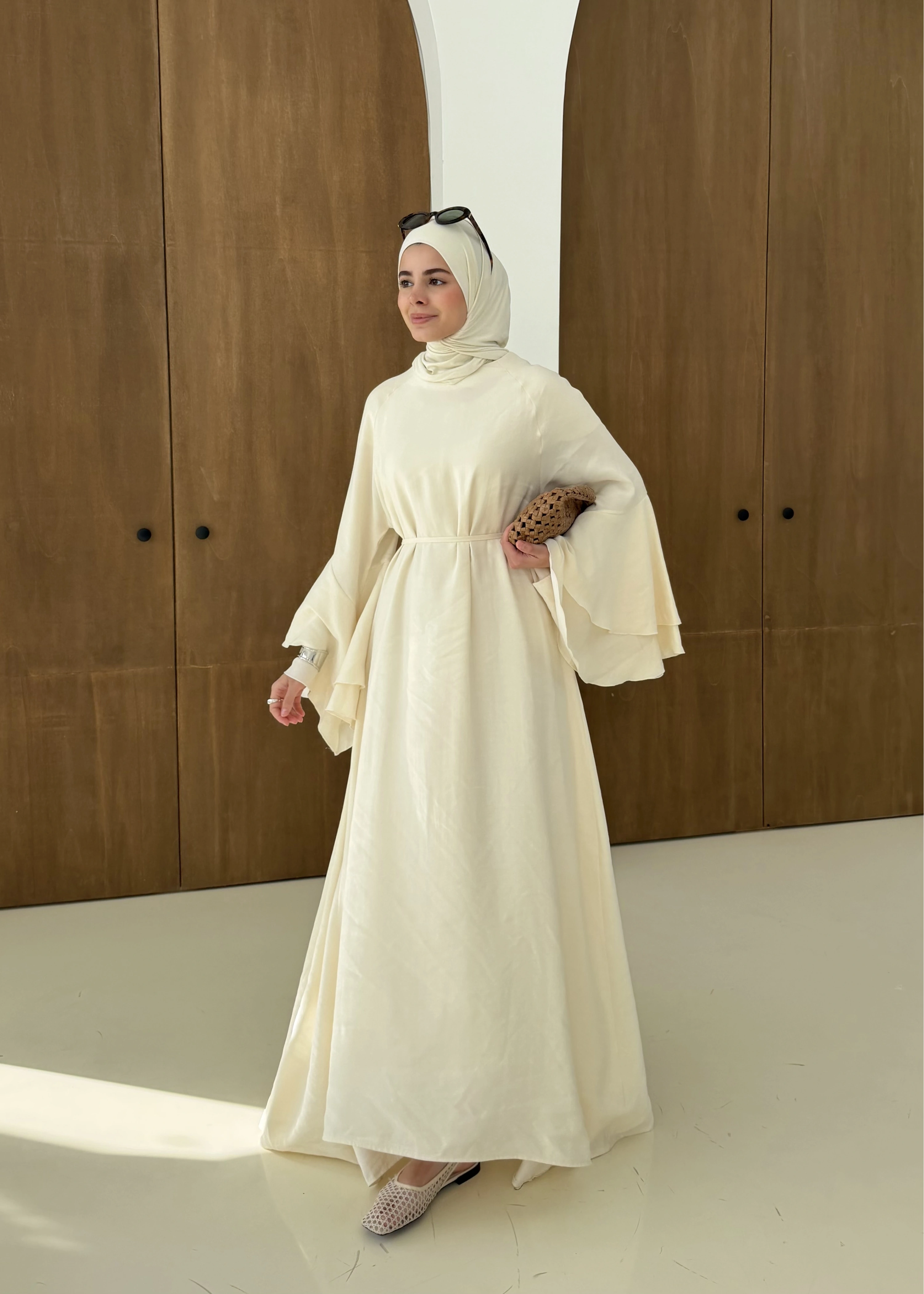 5024 GENİŞ KOL ELBİSE Vanilya