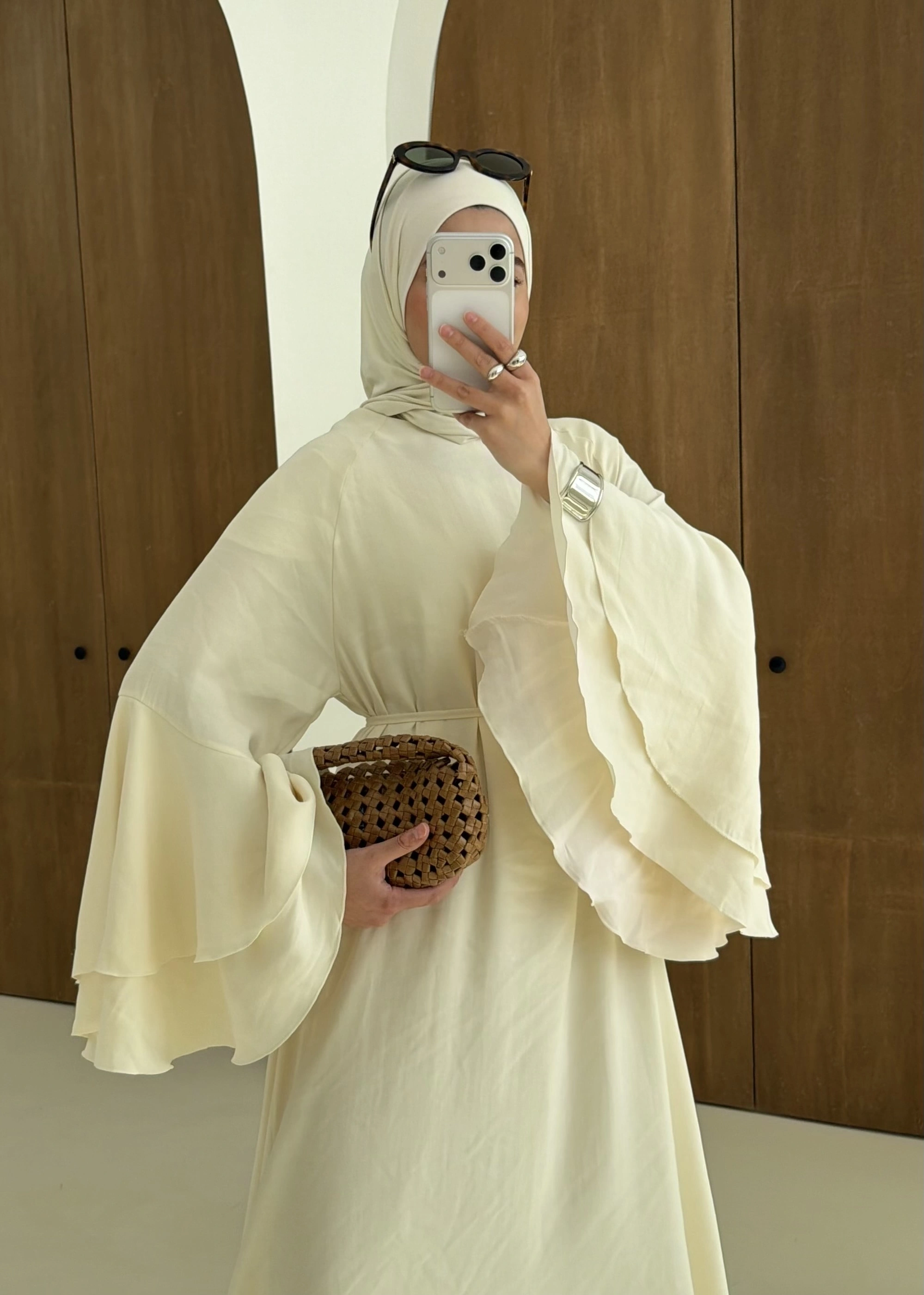 5024 GENİŞ KOL ELBİSE Vanilya