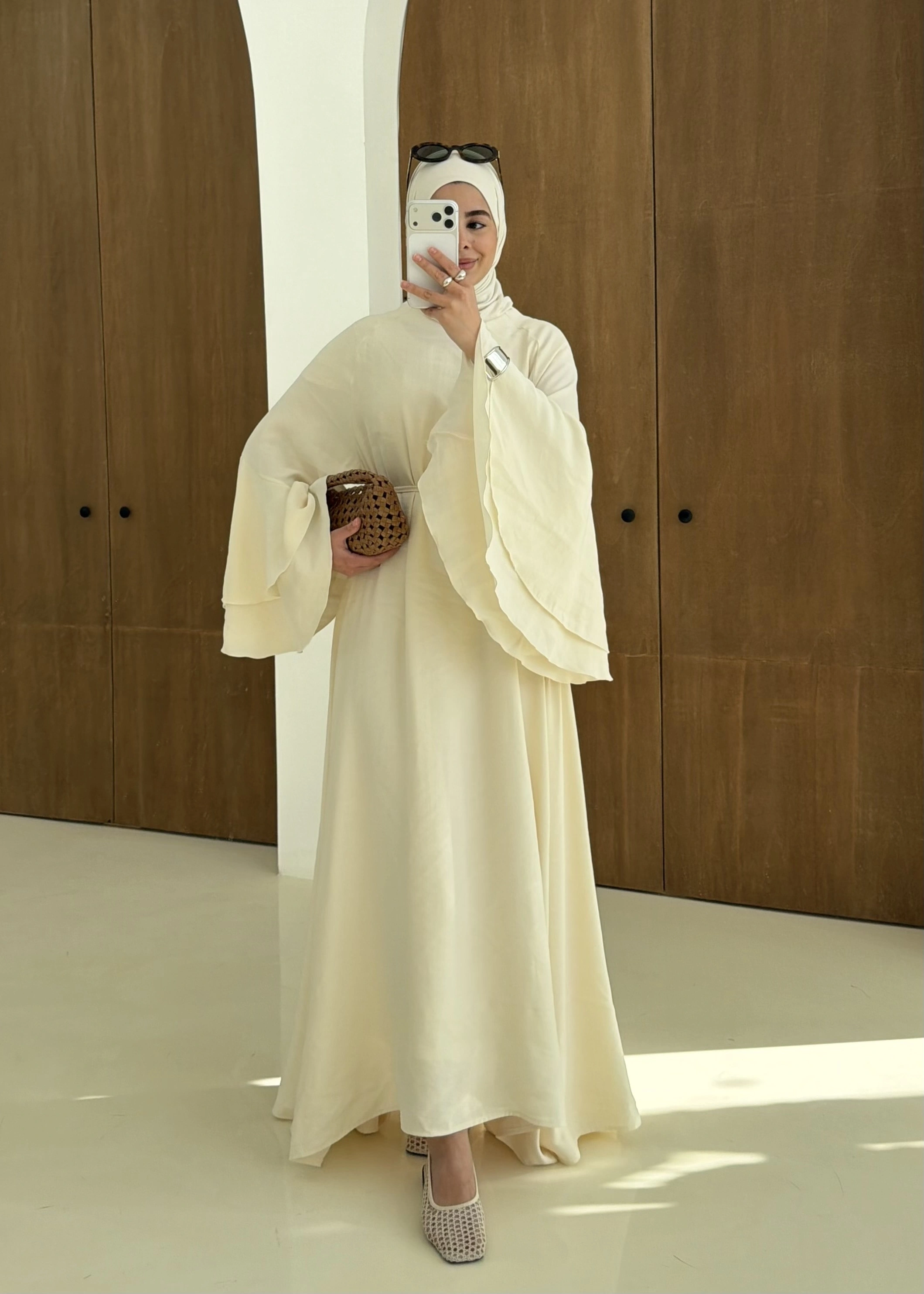 5024 GENİŞ KOL ELBİSE Vanilya