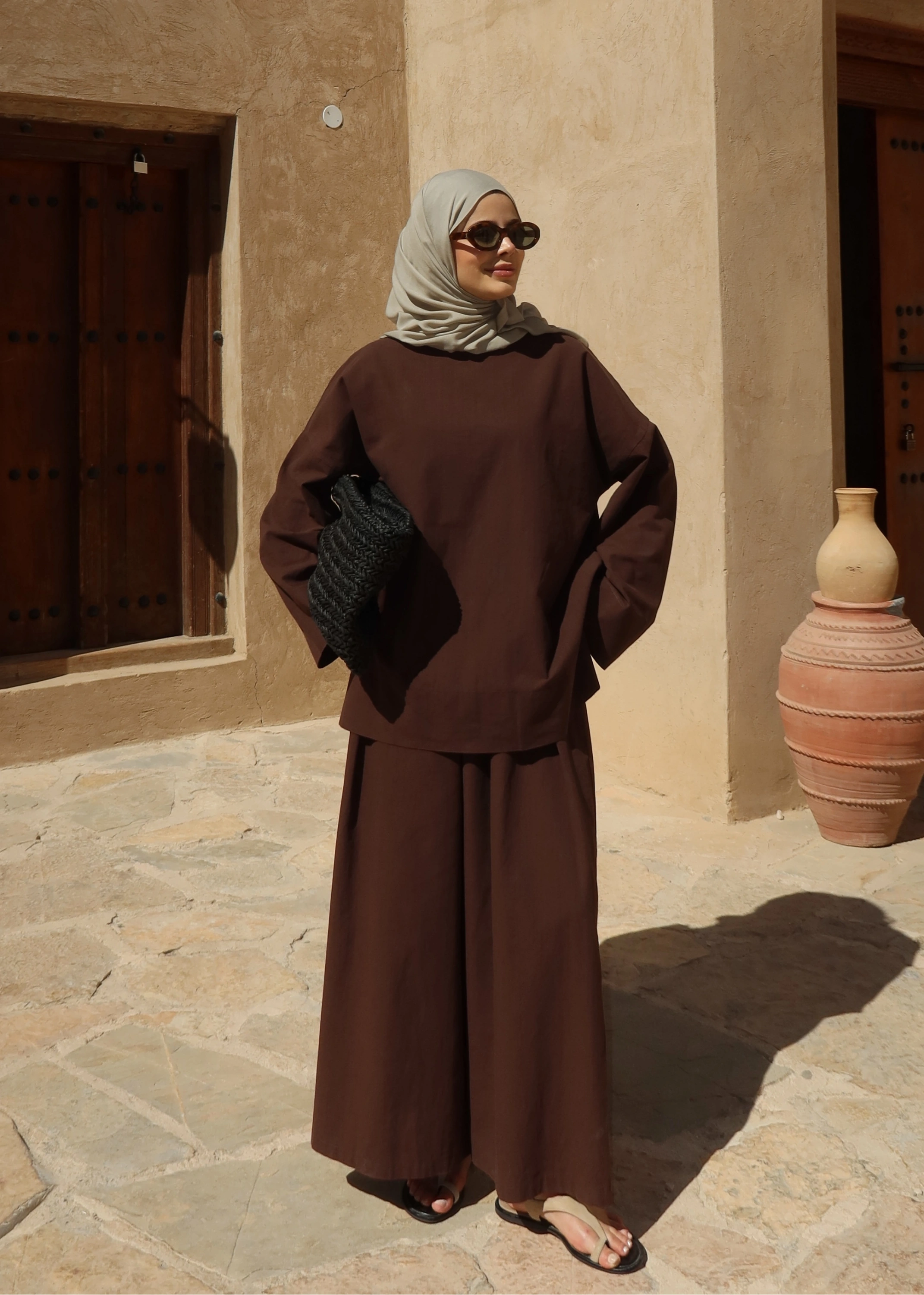 9009 BLUZ❗️KETEN BASİCkahve