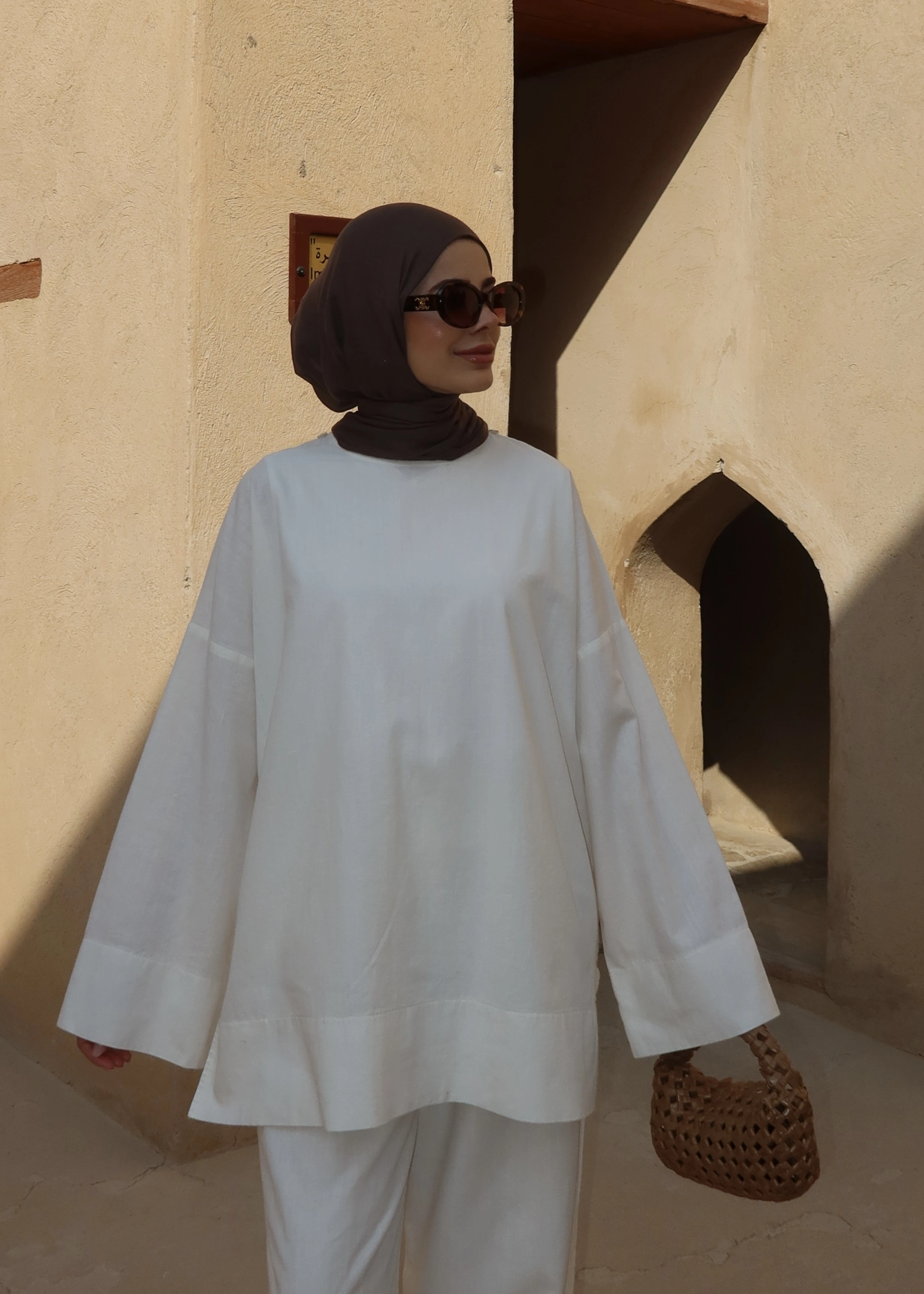 5471 SEYYAR ŞALLI KETEN (tunik )ekru