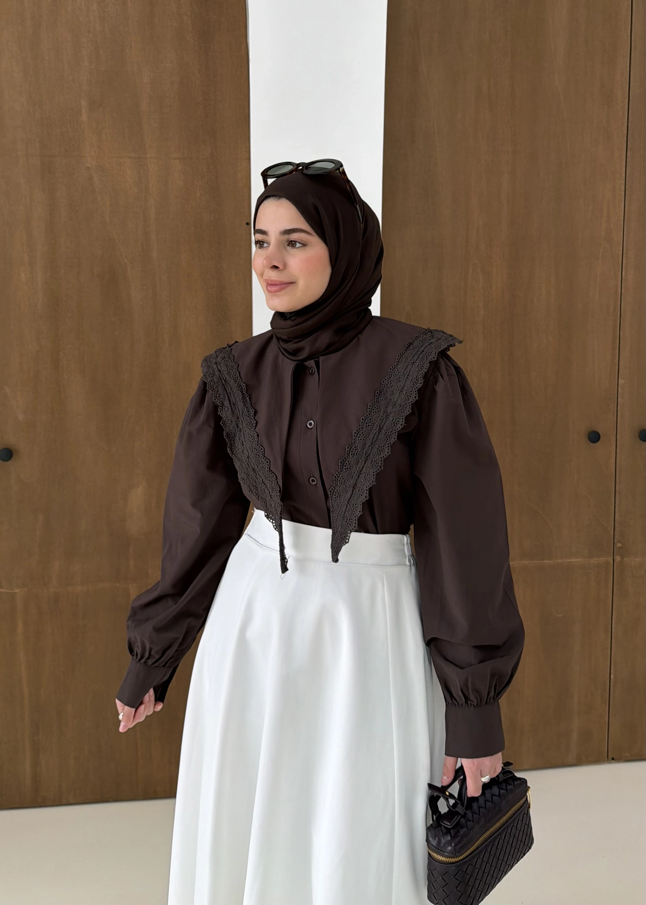 DANTEL DESEN GÖMLEK KAHVE