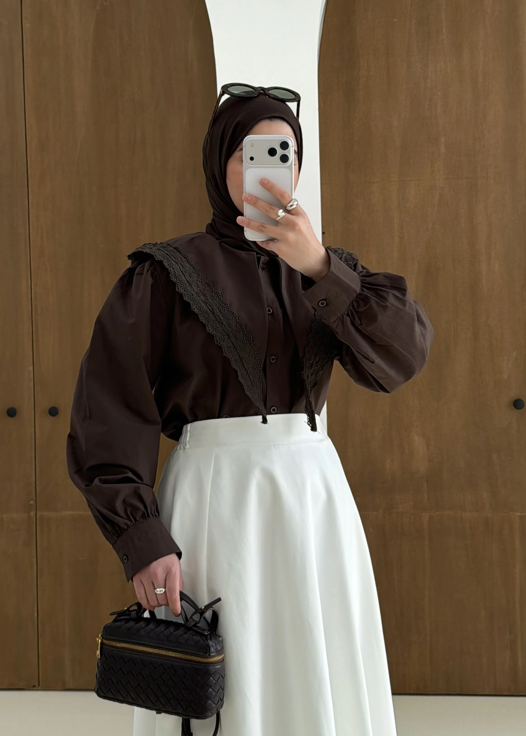 DANTEL DESEN GÖMLEK KAHVE