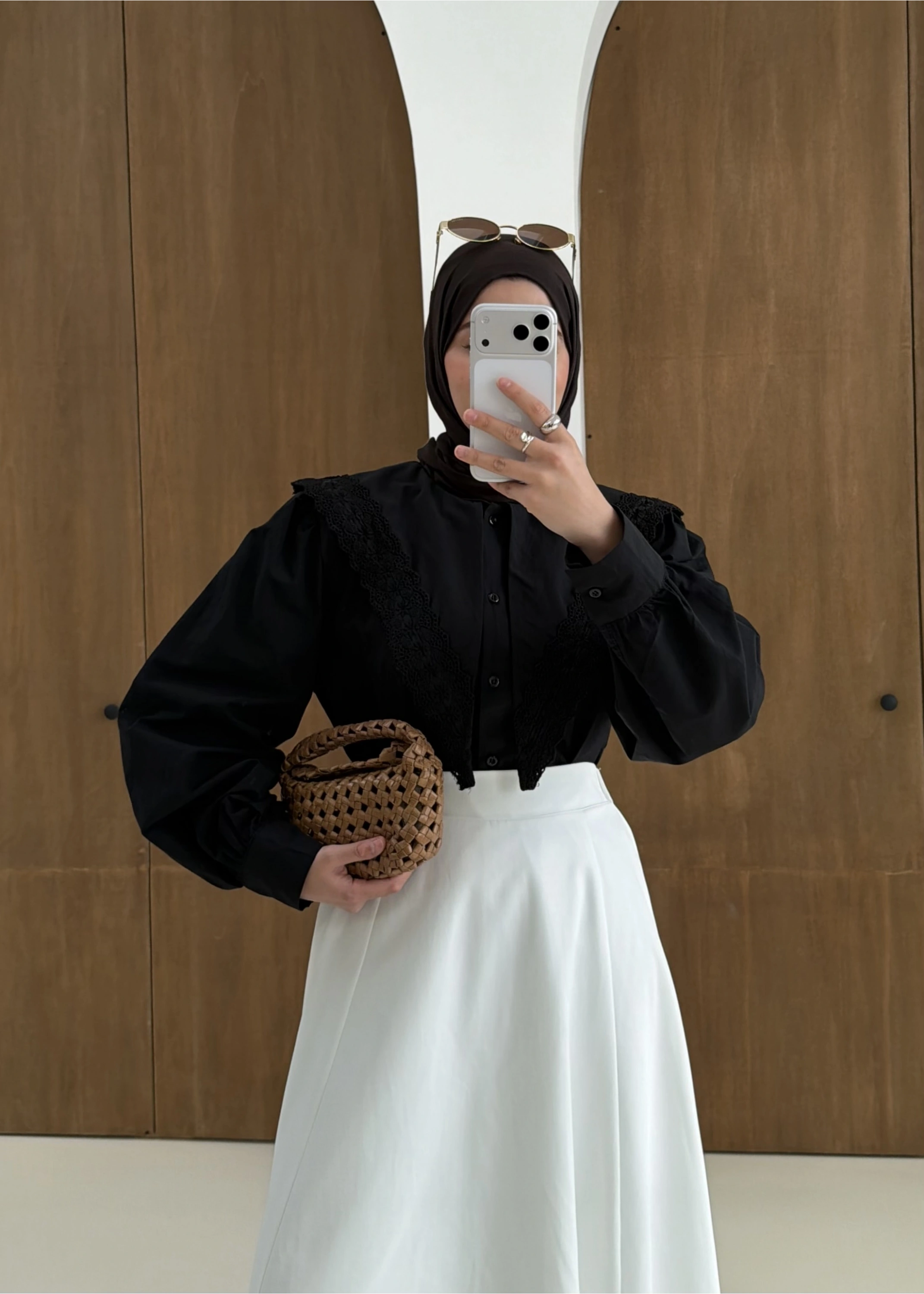 DANTEL DESEN GÖMLEK SİYAH