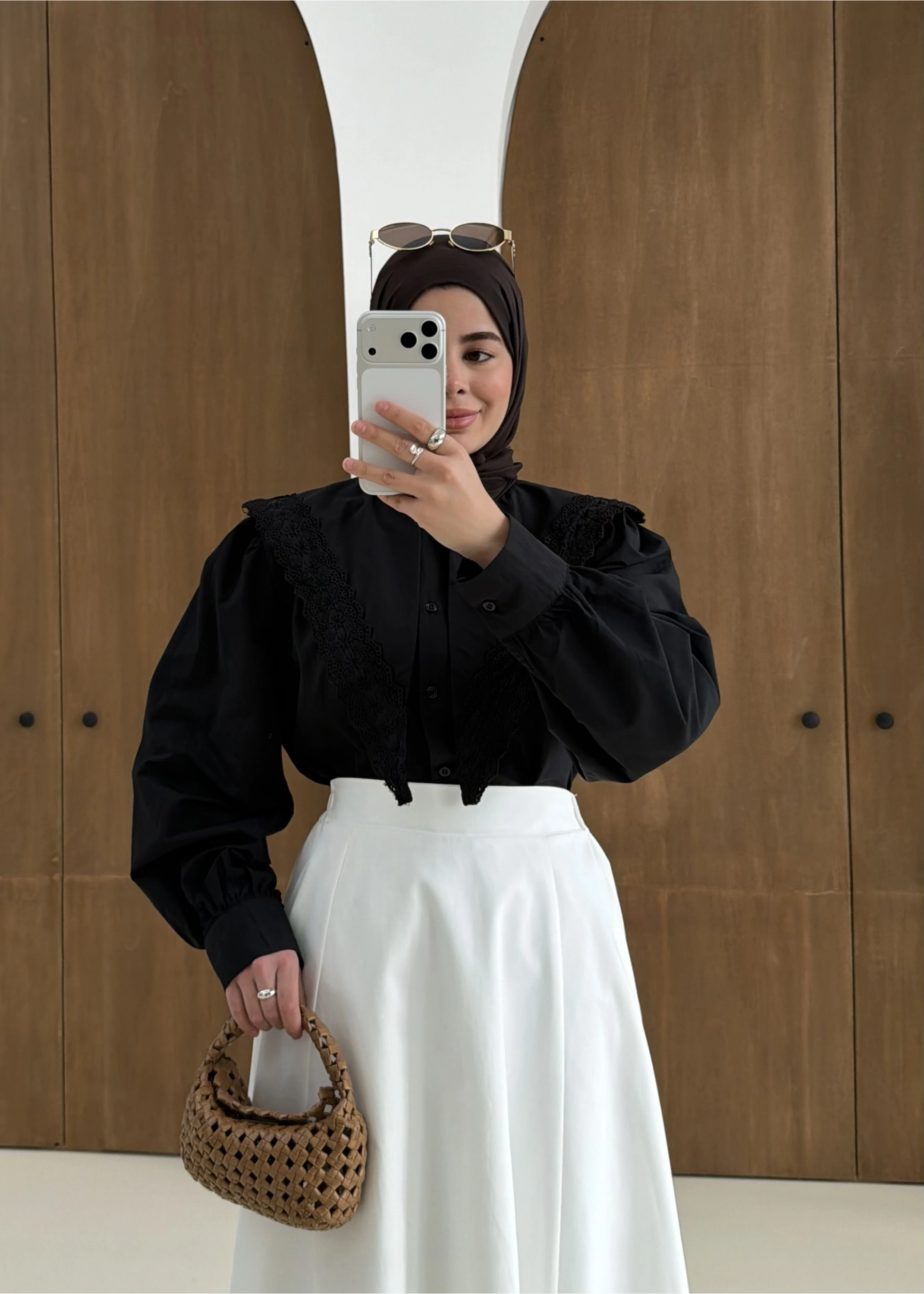 DANTEL DESEN GÖMLEK SİYAH