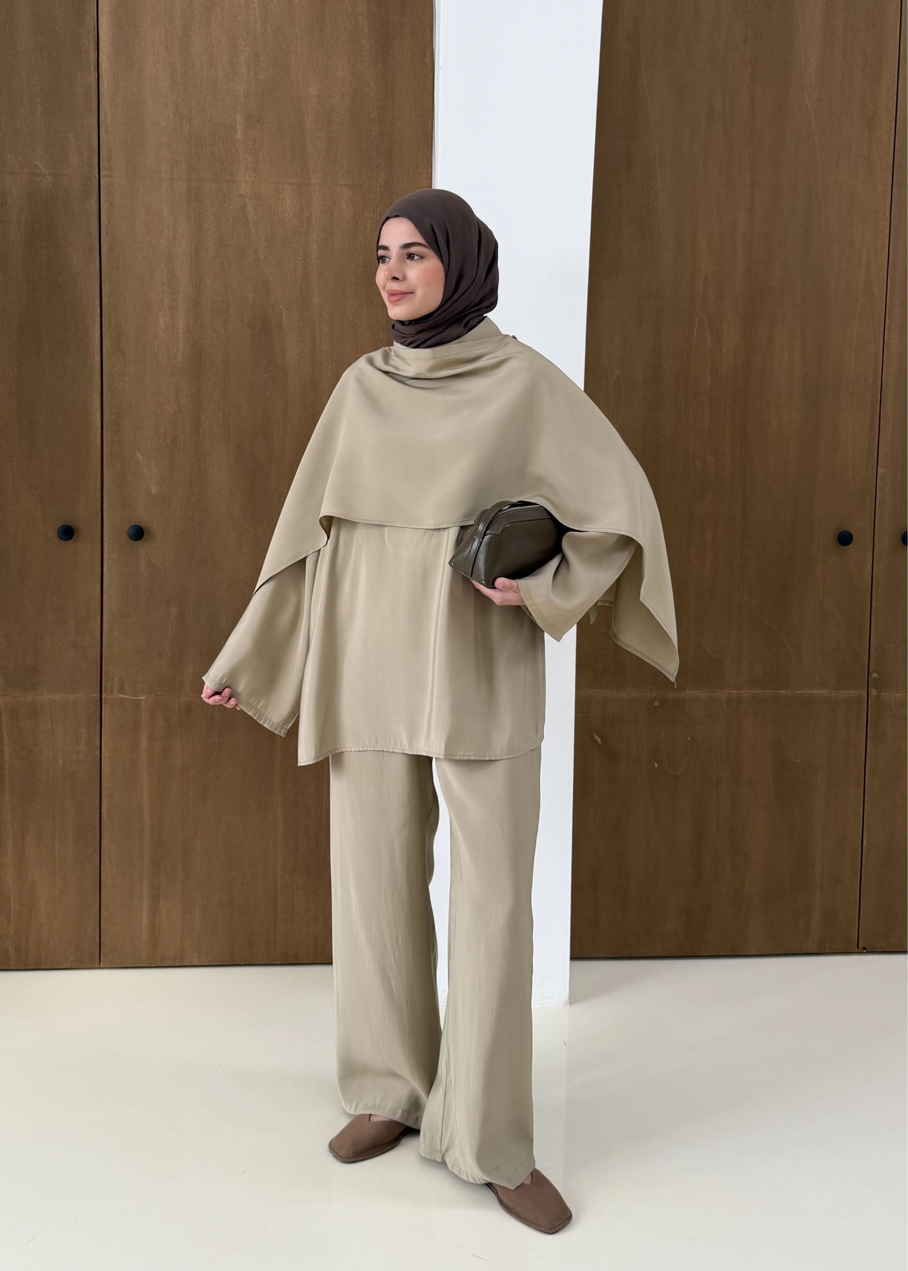 61835 KTC ŞALLI PANTOLON TAKIM yeşil