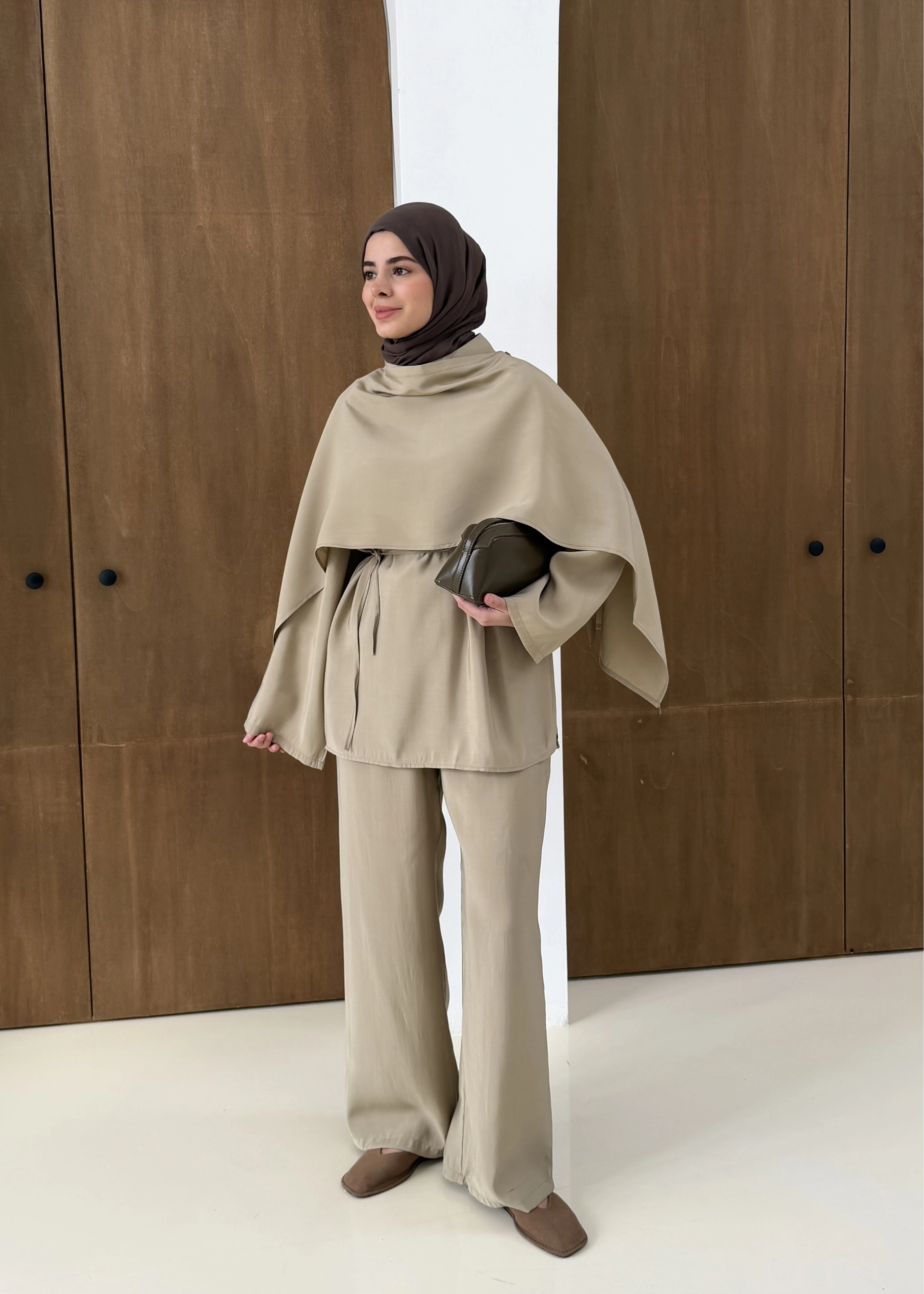 61835 KTC ŞALLI PANTOLON TAKIM yeşil