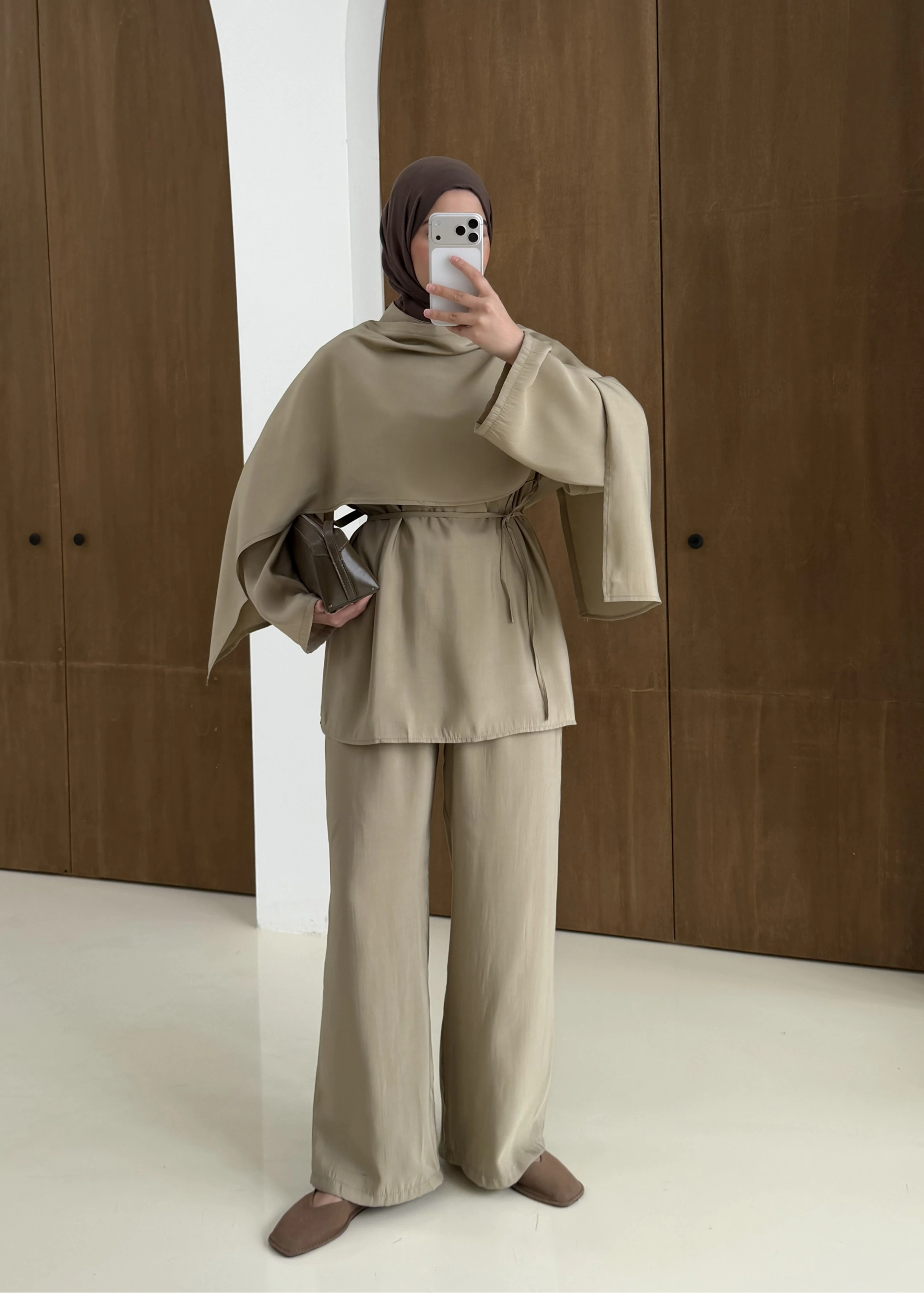 61835 KTC ŞALLI PANTOLON TAKIM yeşil