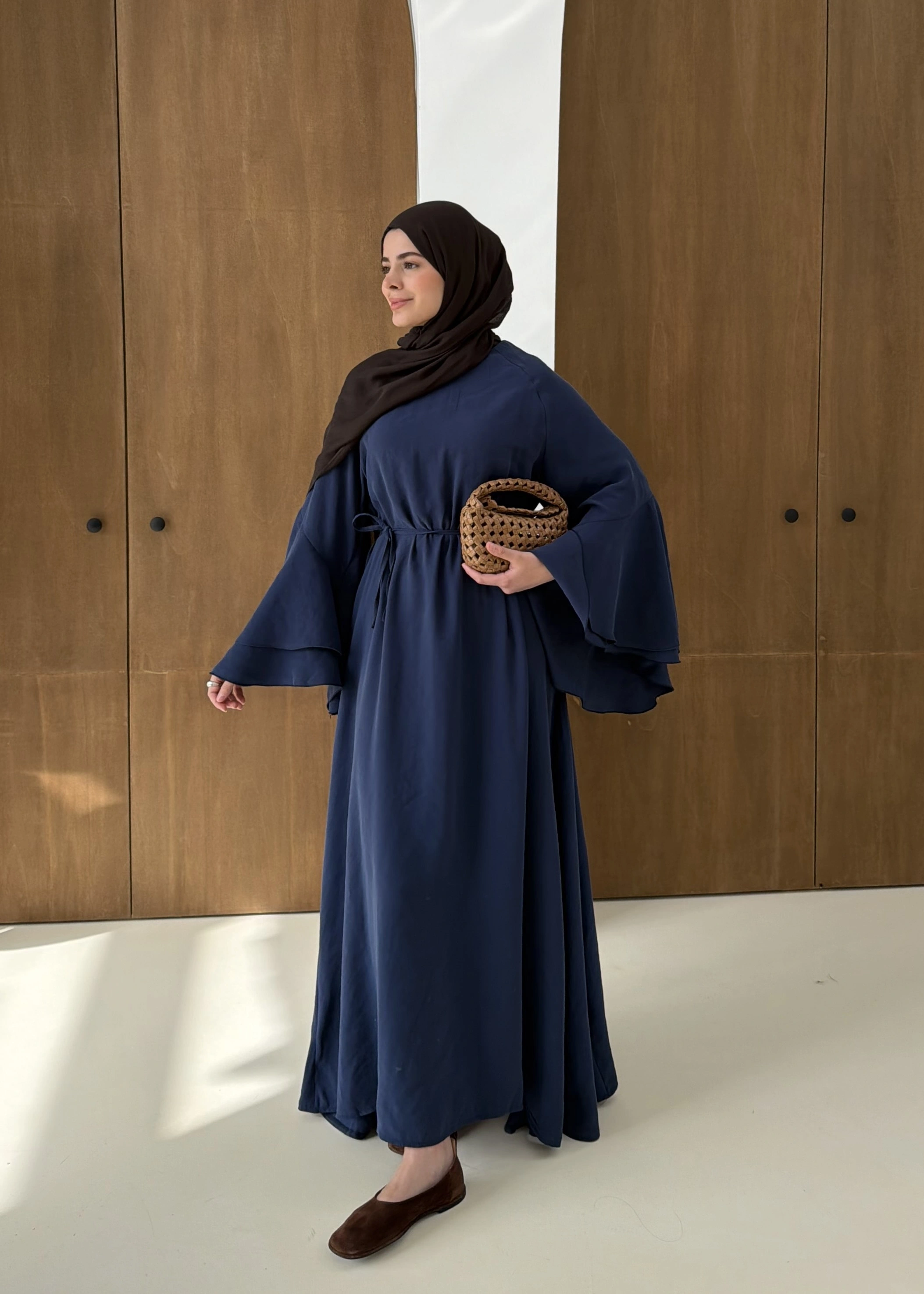 5024 GENİŞ KOL ELBİSE LACİVERT