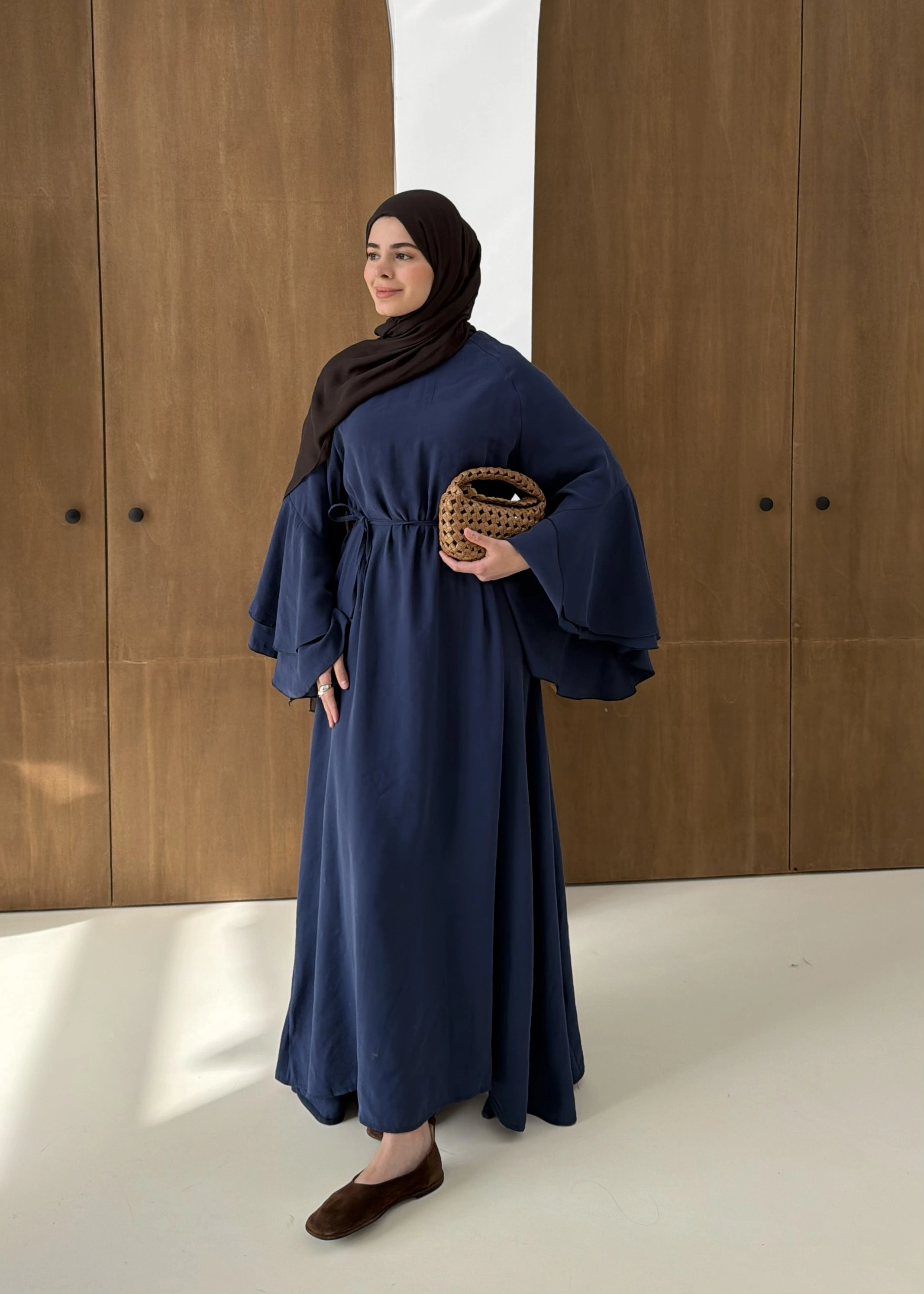 5024 GENİŞ KOL ELBİSE LACİVERT