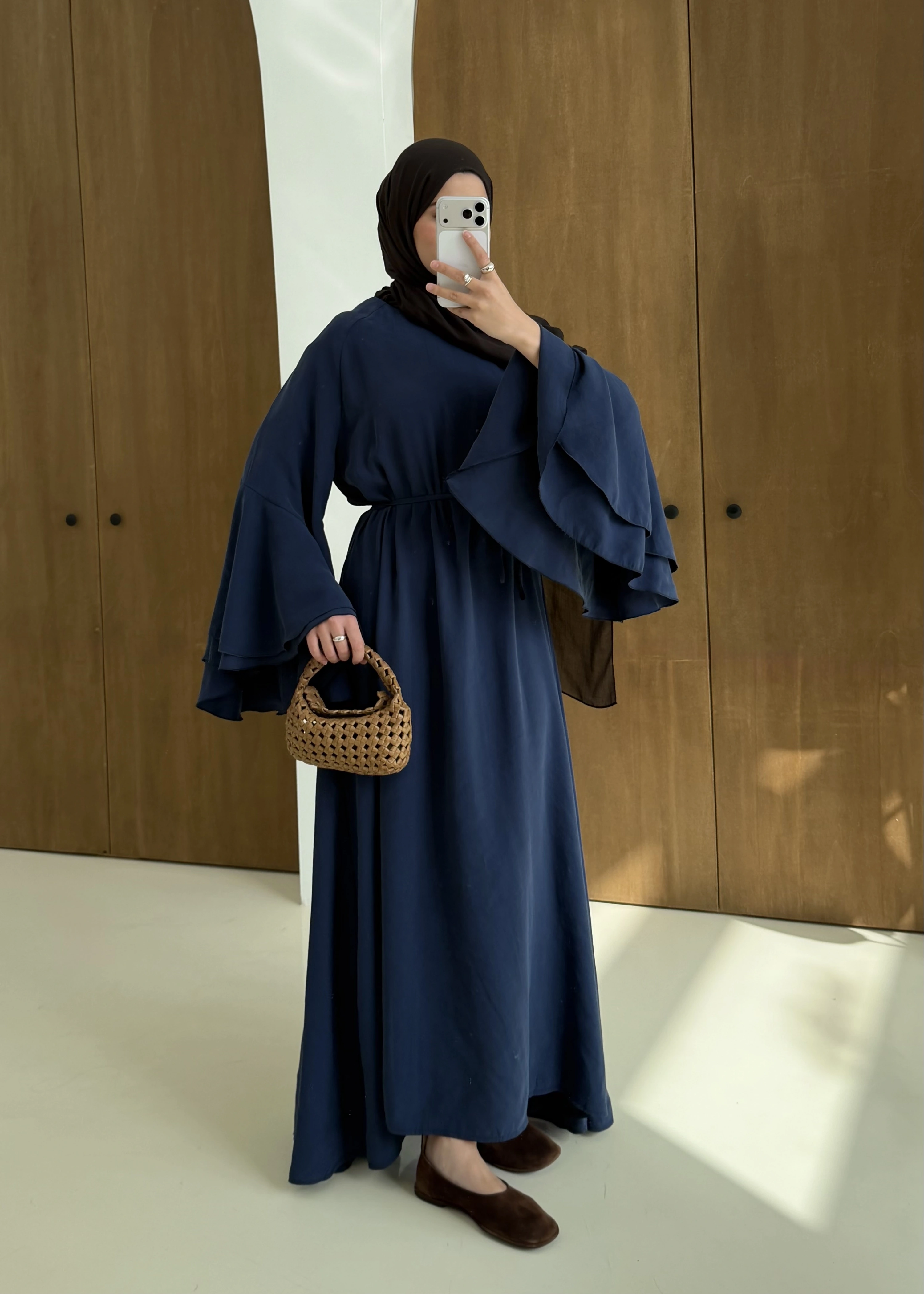 5024 GENİŞ KOL ELBİSE LACİVERT