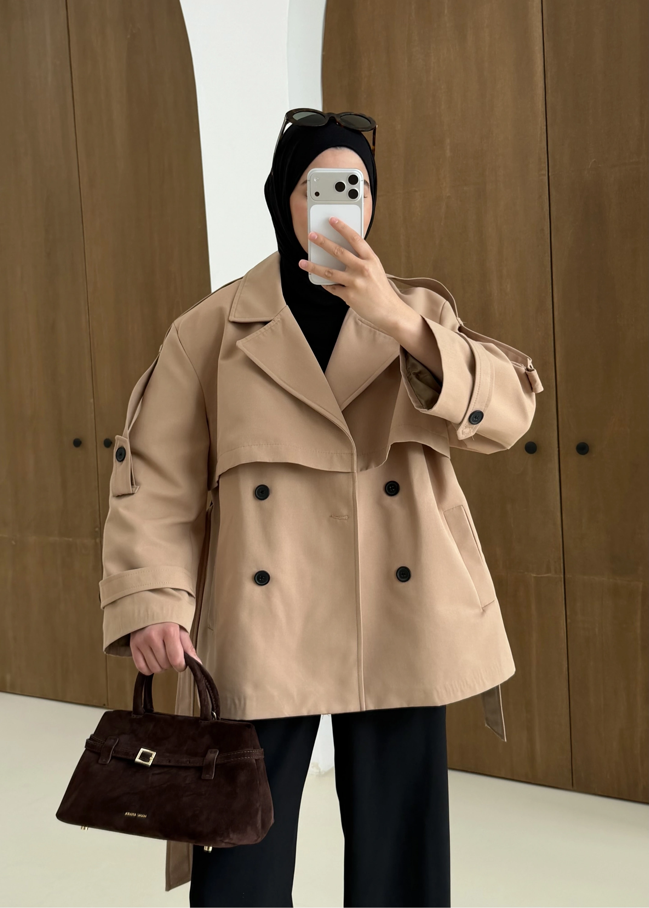 KUŞAKLI ASTARLI TRENÇKOT bej