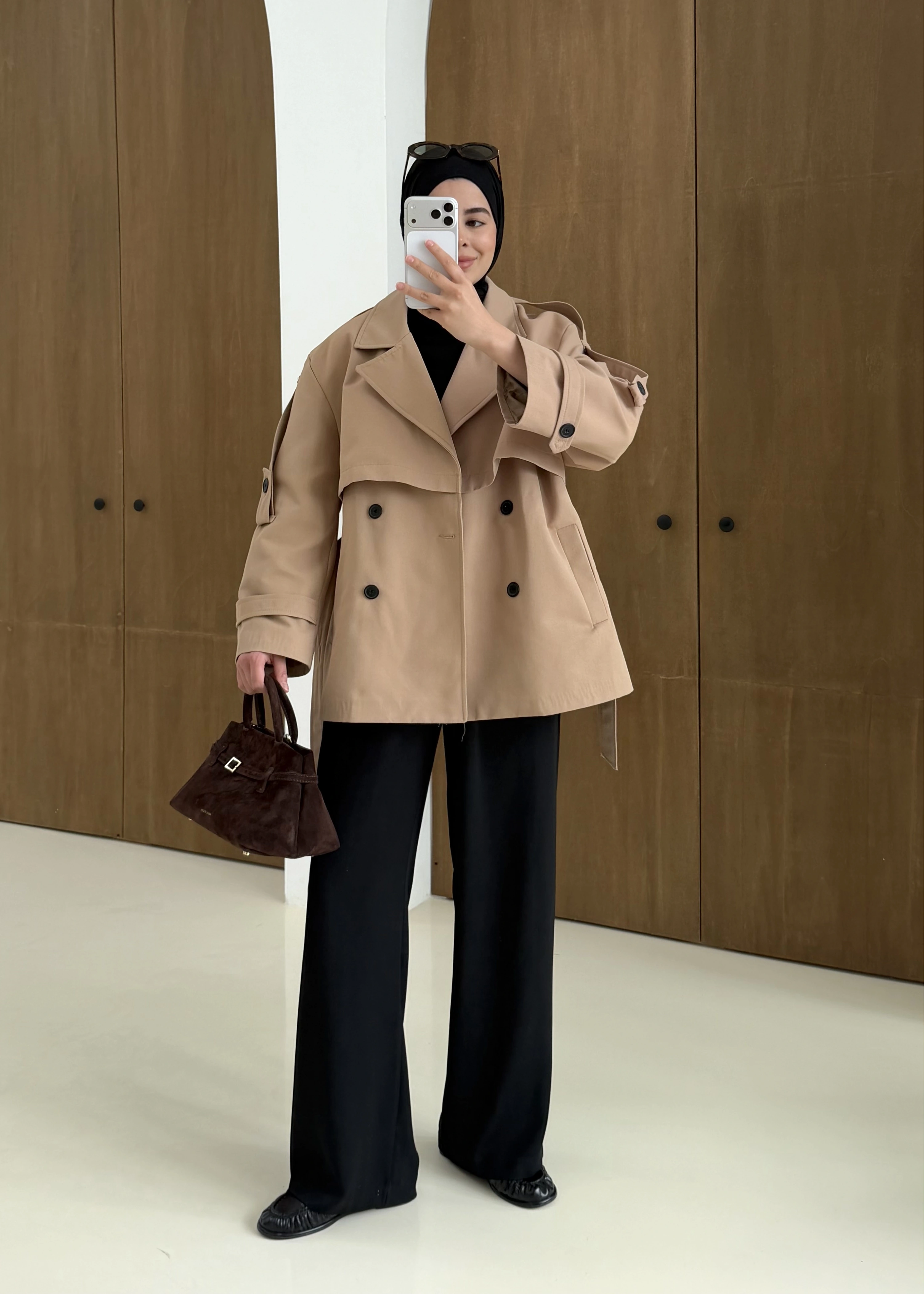 KUŞAKLI ASTARLI TRENÇKOT bej