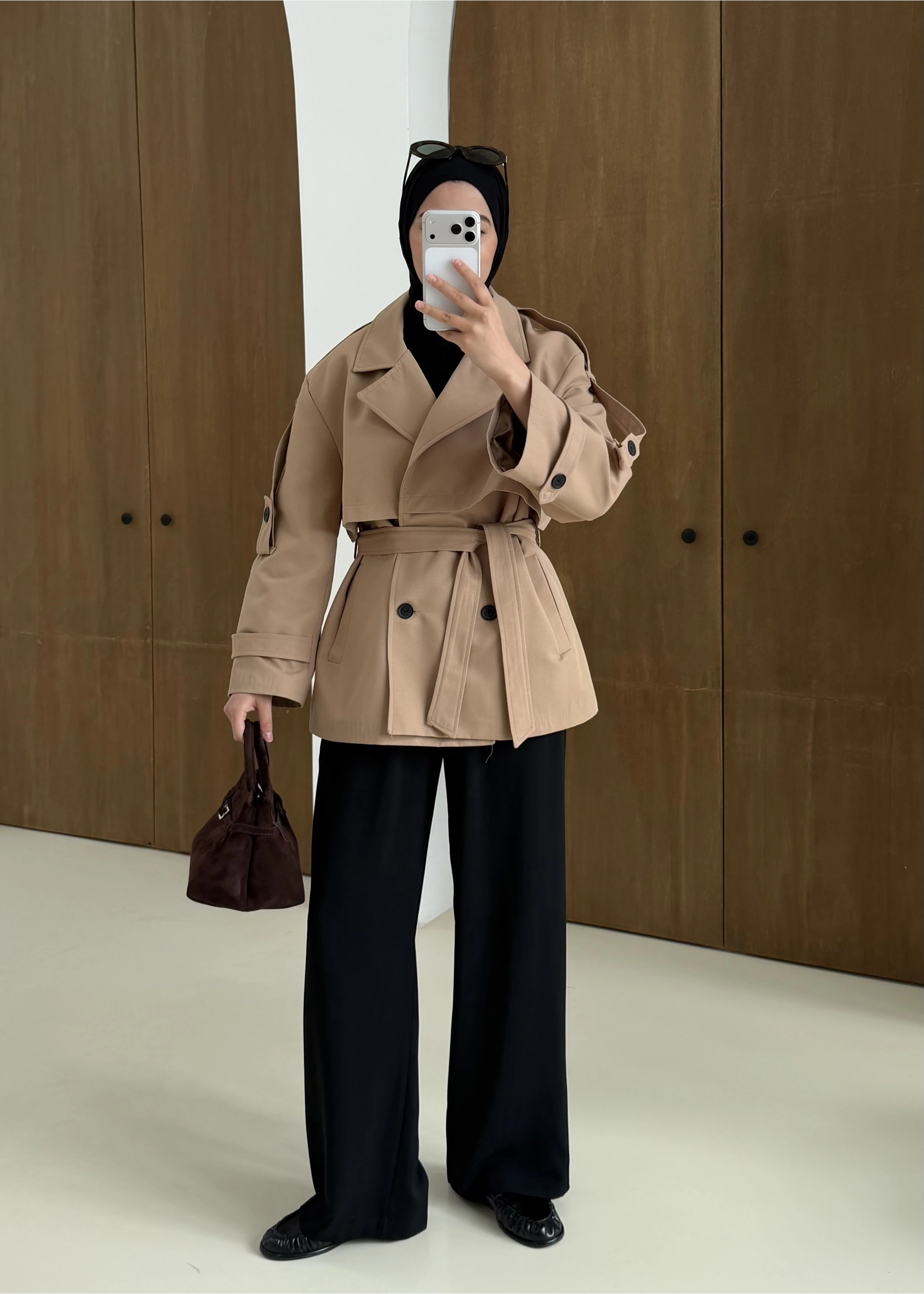 KUŞAKLI ASTARLI TRENÇKOT bej