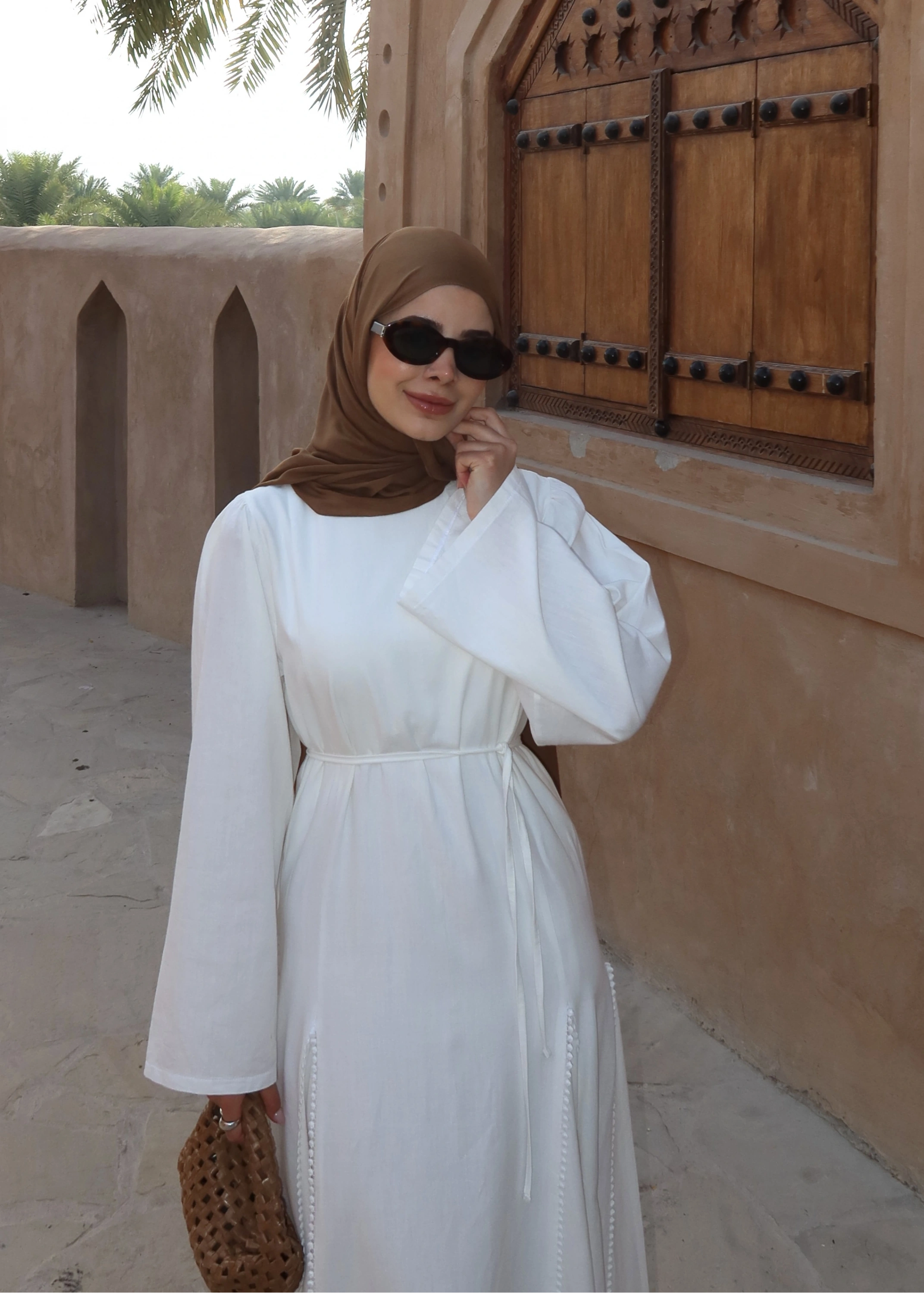 2365 İŞLEME DETAY PREMİUM ELBİSE BEYAZ