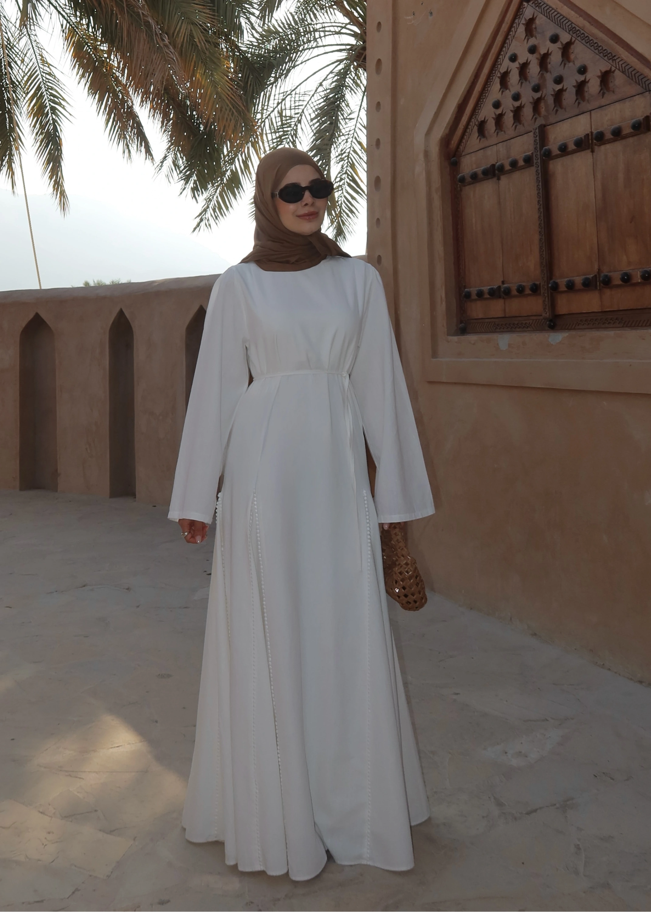 2365 İŞLEME DETAY PREMİUM ELBİSE BEYAZ