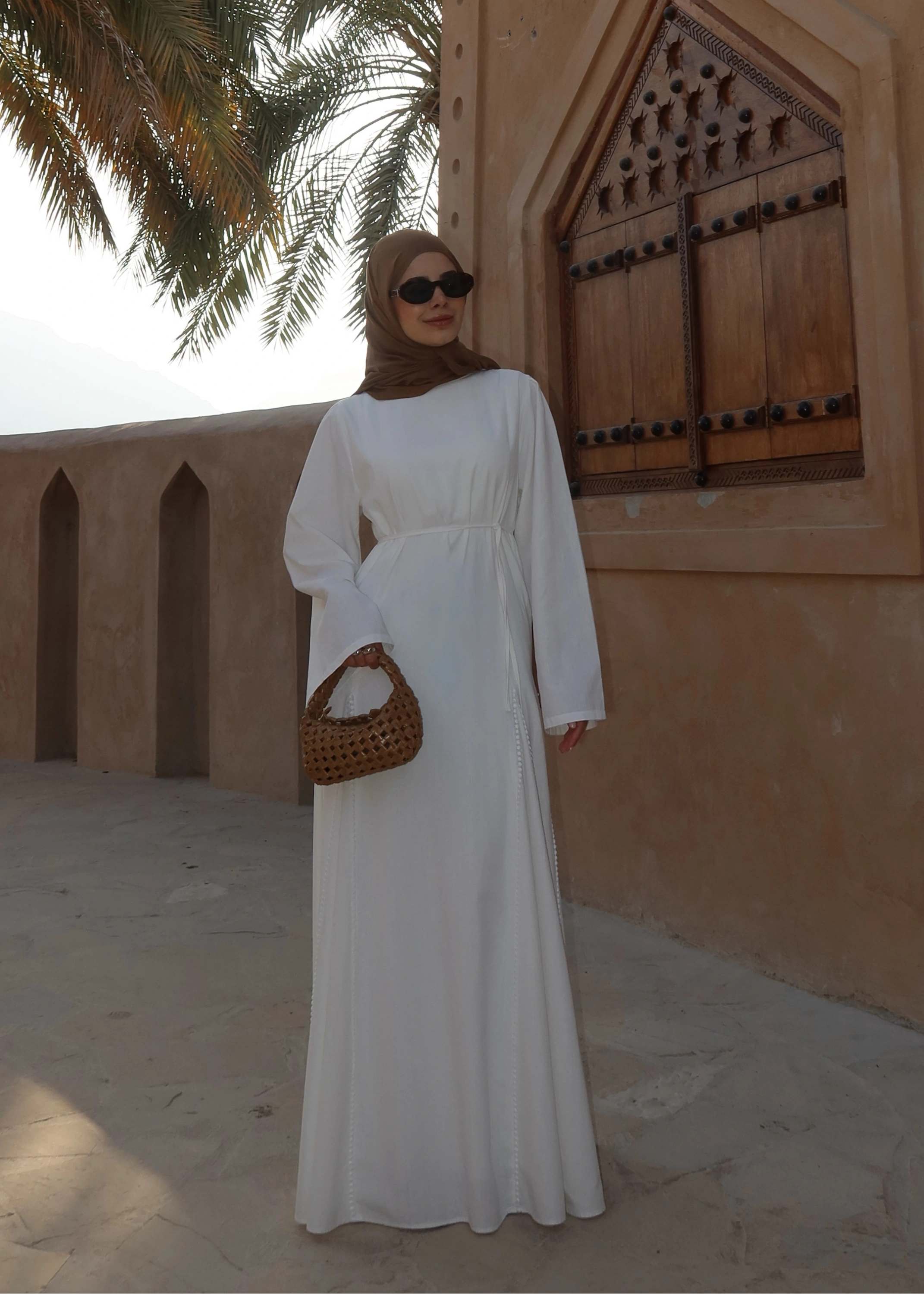 2365 İŞLEME DETAY PREMİUM ELBİSE BEYAZ