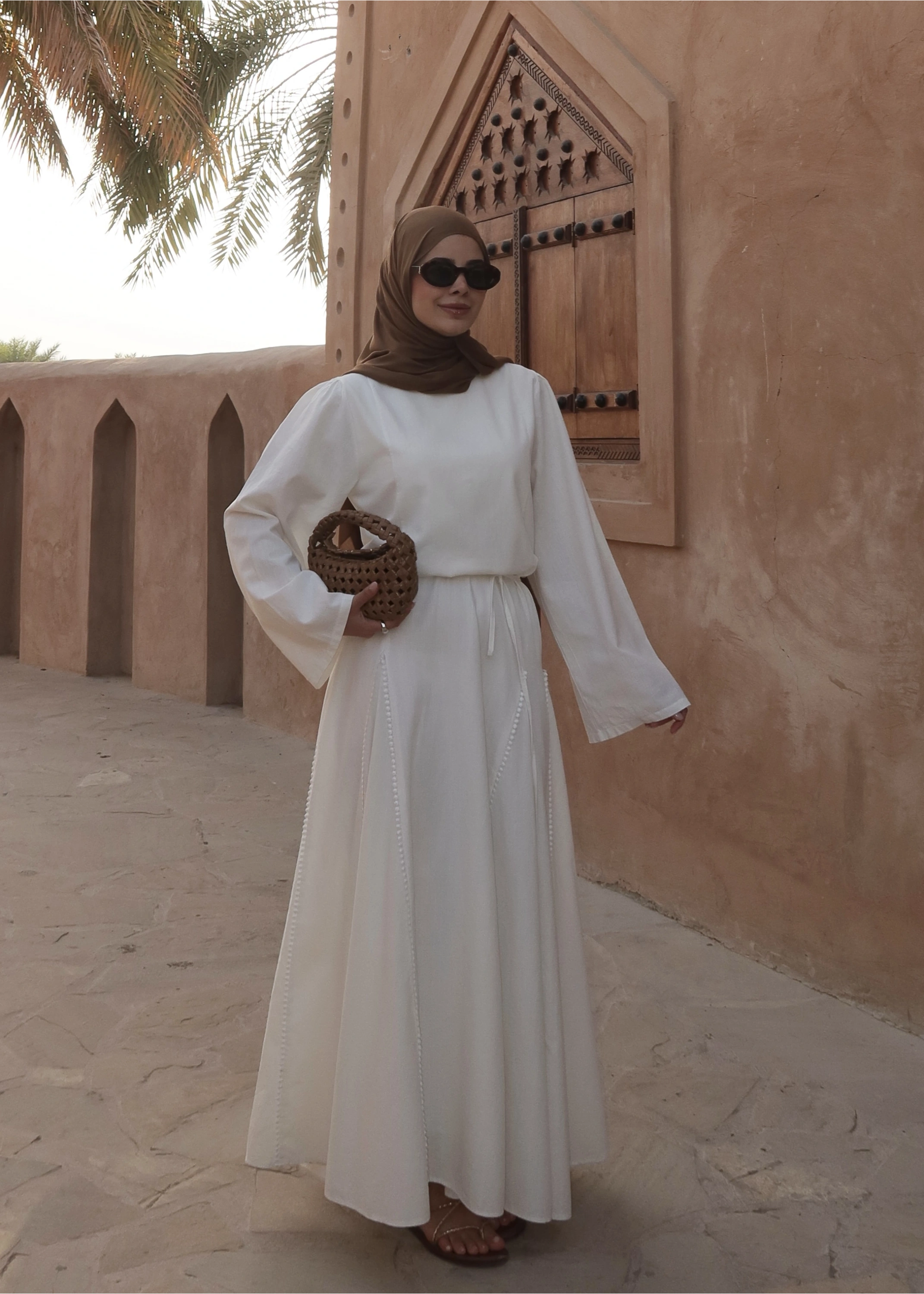 2365 İŞLEME DETAY PREMİUM ELBİSE BEYAZ