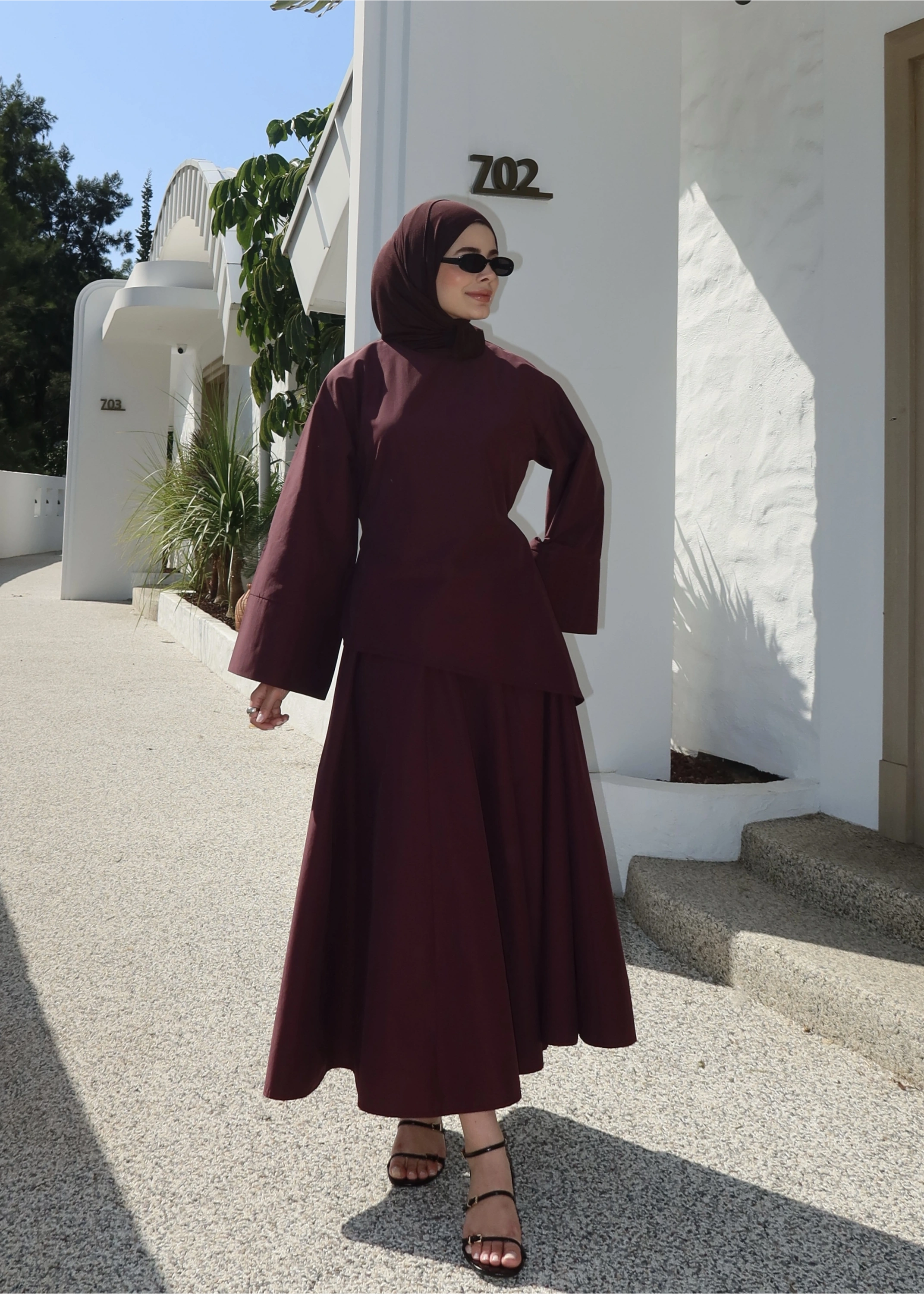 6025 BELDEN BAĞLAMA POPLİN ETEKLİ TAKIM MÜRDÜM